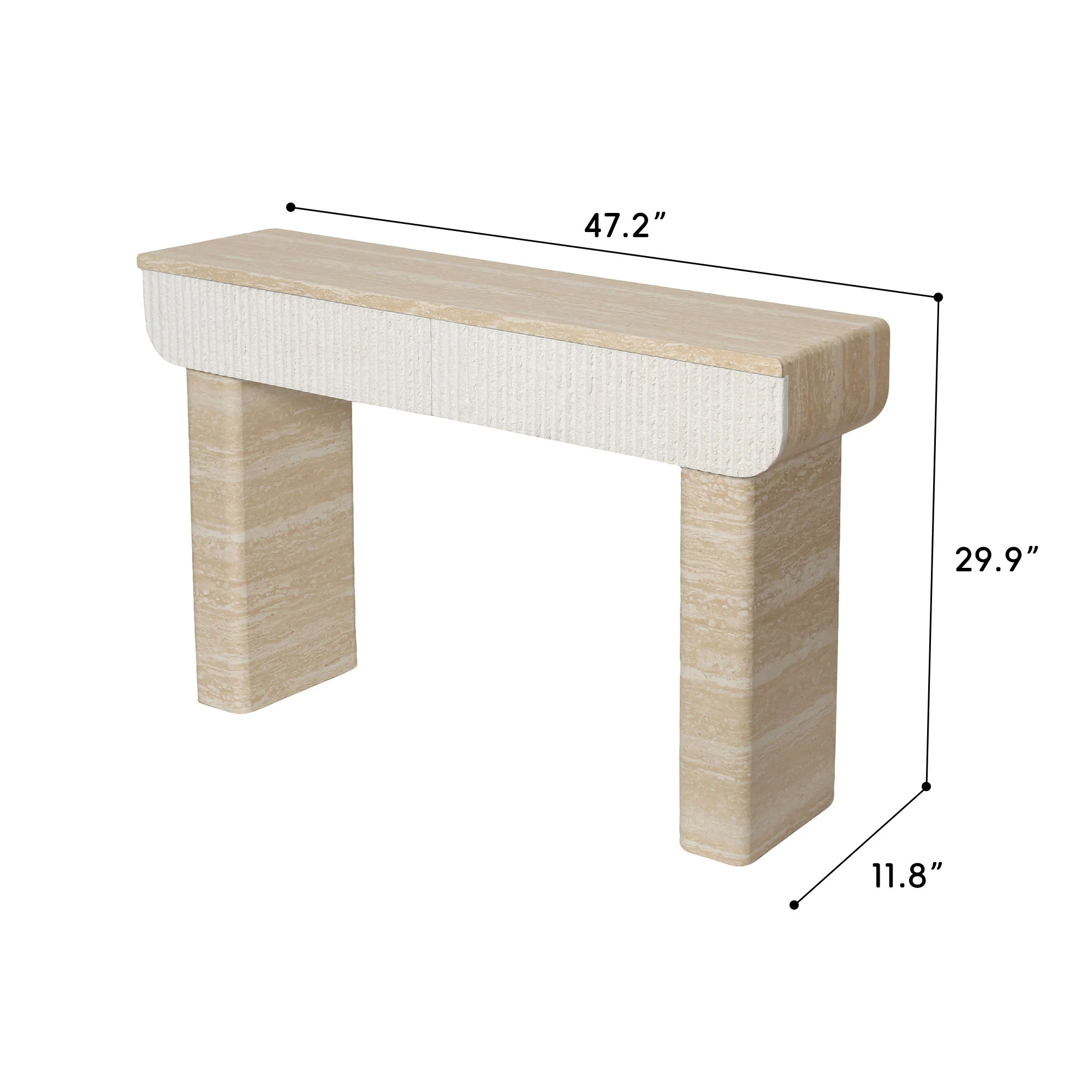 Entryway Table With 2 Hidden Handle Drawers For Entrance - Beige / Yellow - Image 8