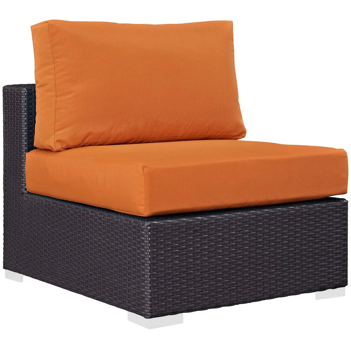 Espresso Wicker Outdoor Armless Chair, All-Weather Patio Seating, Durable Rattan Build - Image 4