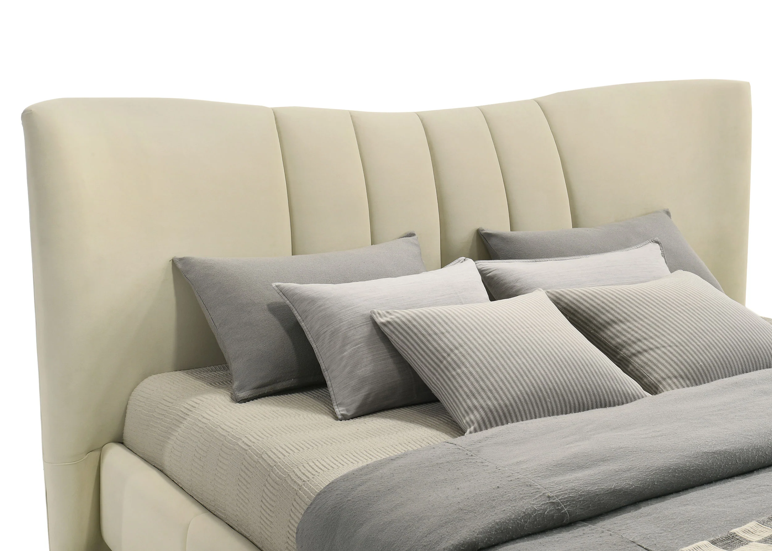 Evelyn Upholstered Eastern King Panel Platform Bed Ivory - Image 7