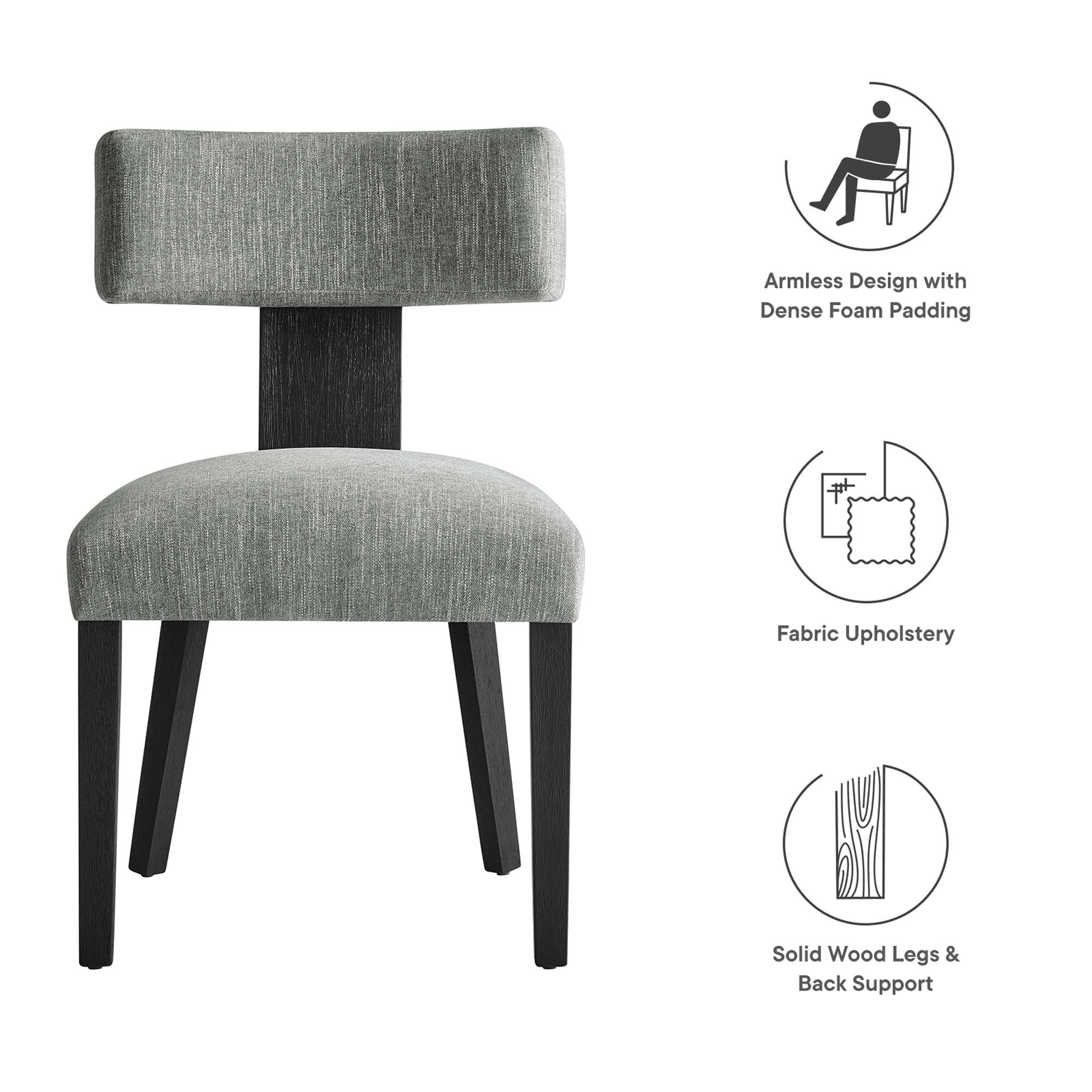 Fabric Upholstered Armless Dining Chair Set of 2 – Modern Wood Base - Image 21