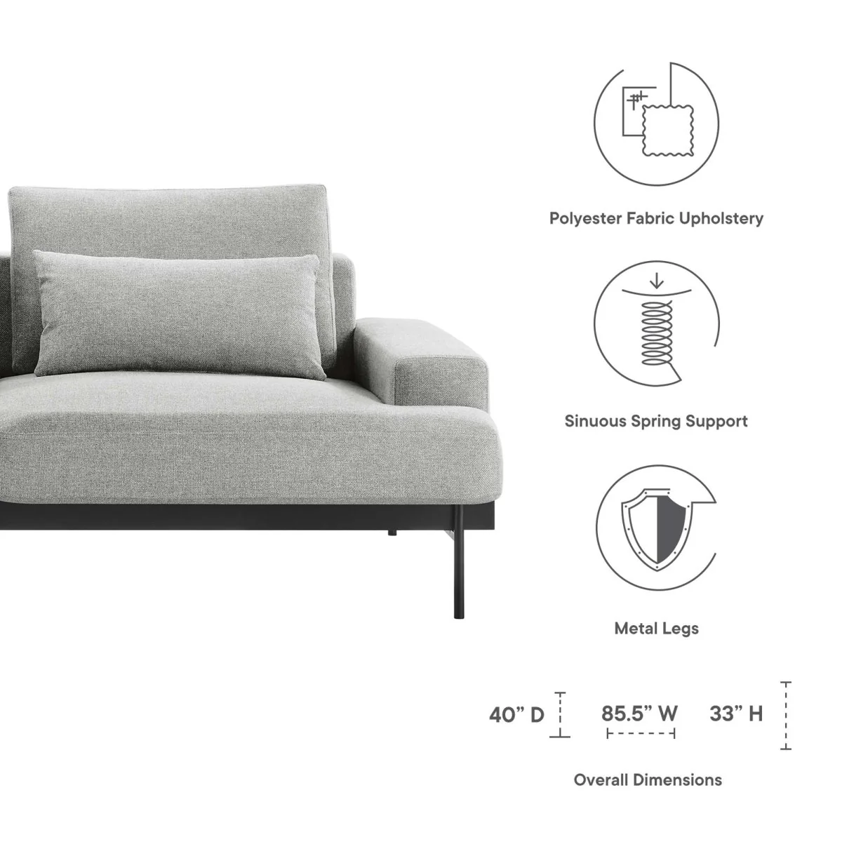 Fabric Upholstered Sofa with Modern Minimalism - Image 8