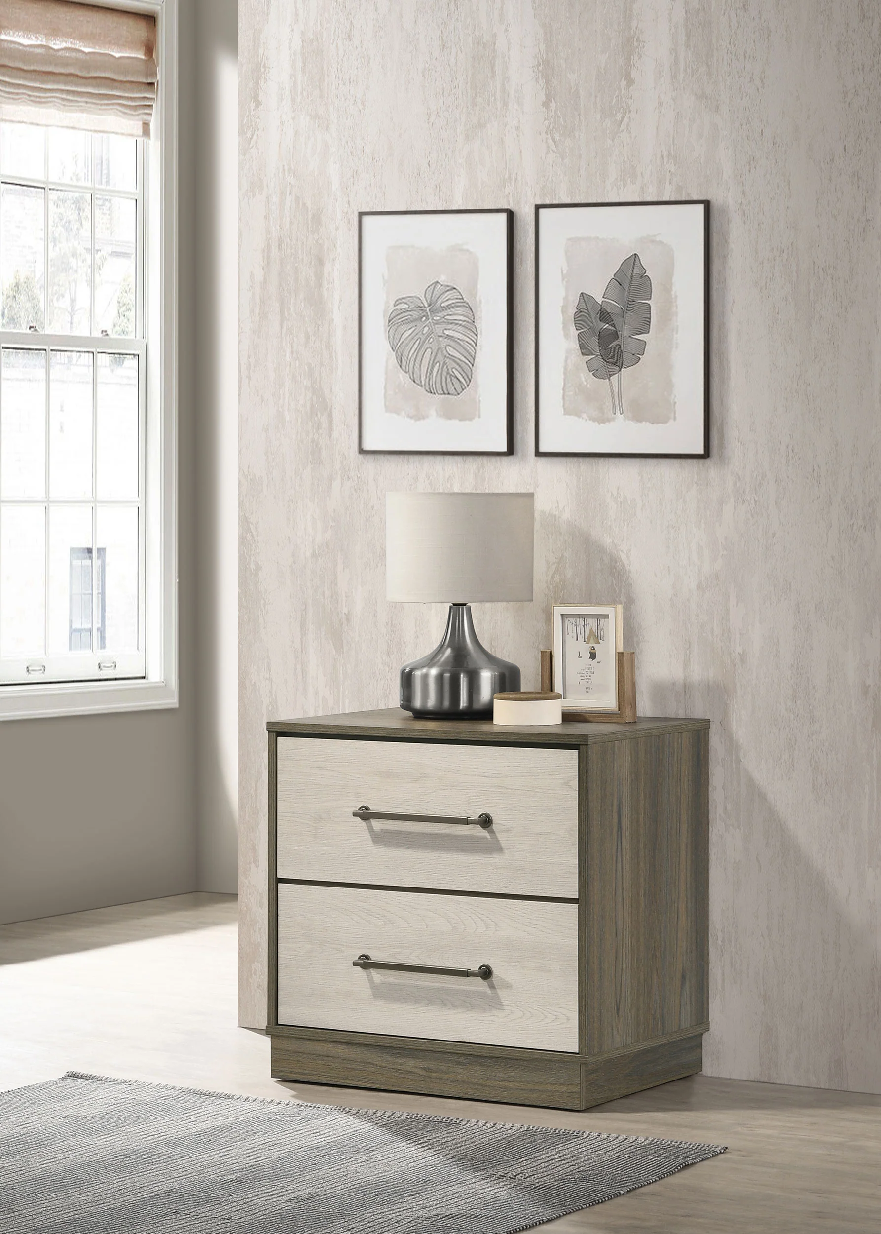 Fenwick 2-Drawer Nightstand, Grey Oak - Image 5