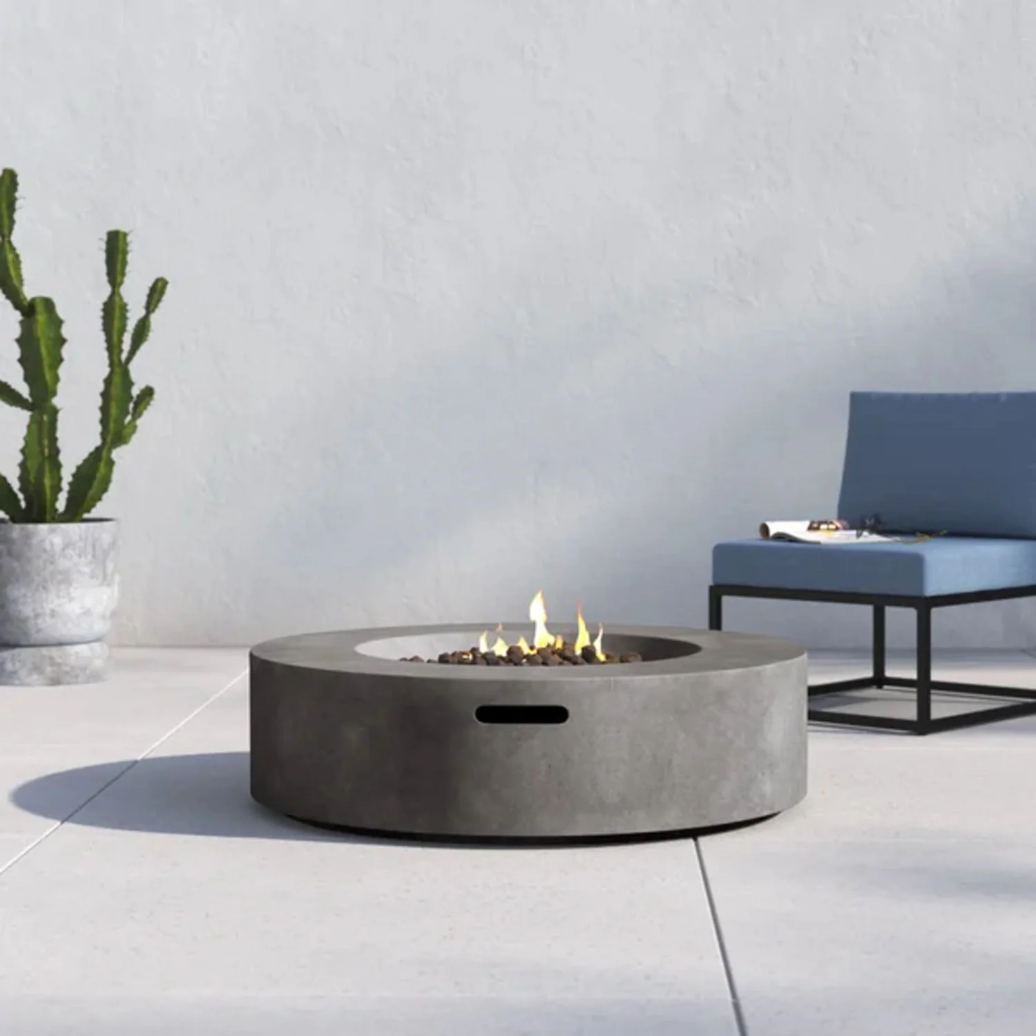 Fiber Reinforced Outdoor Fire Pit Table - Black / Gray - Image 5