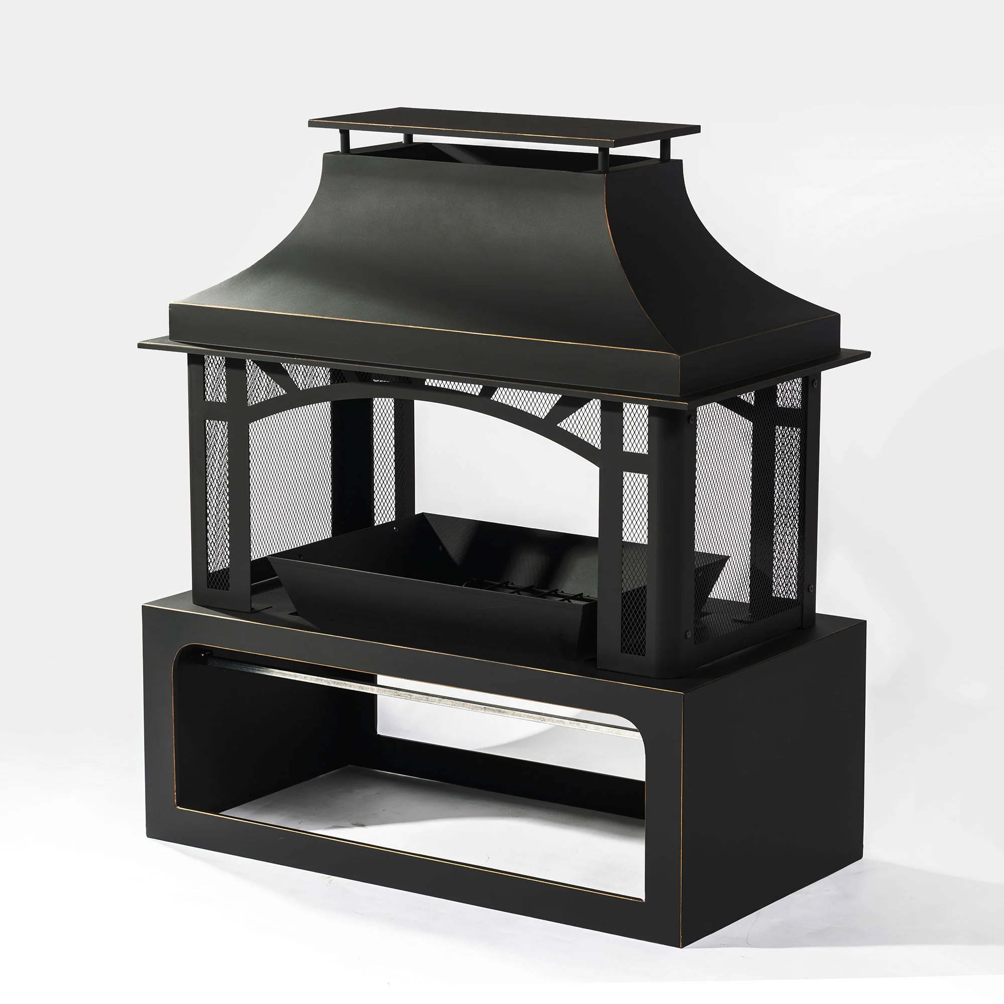 Fireplace, 50000 Btu Fire Pit, Wood Burning Chimney For Outside - Black - Image 6