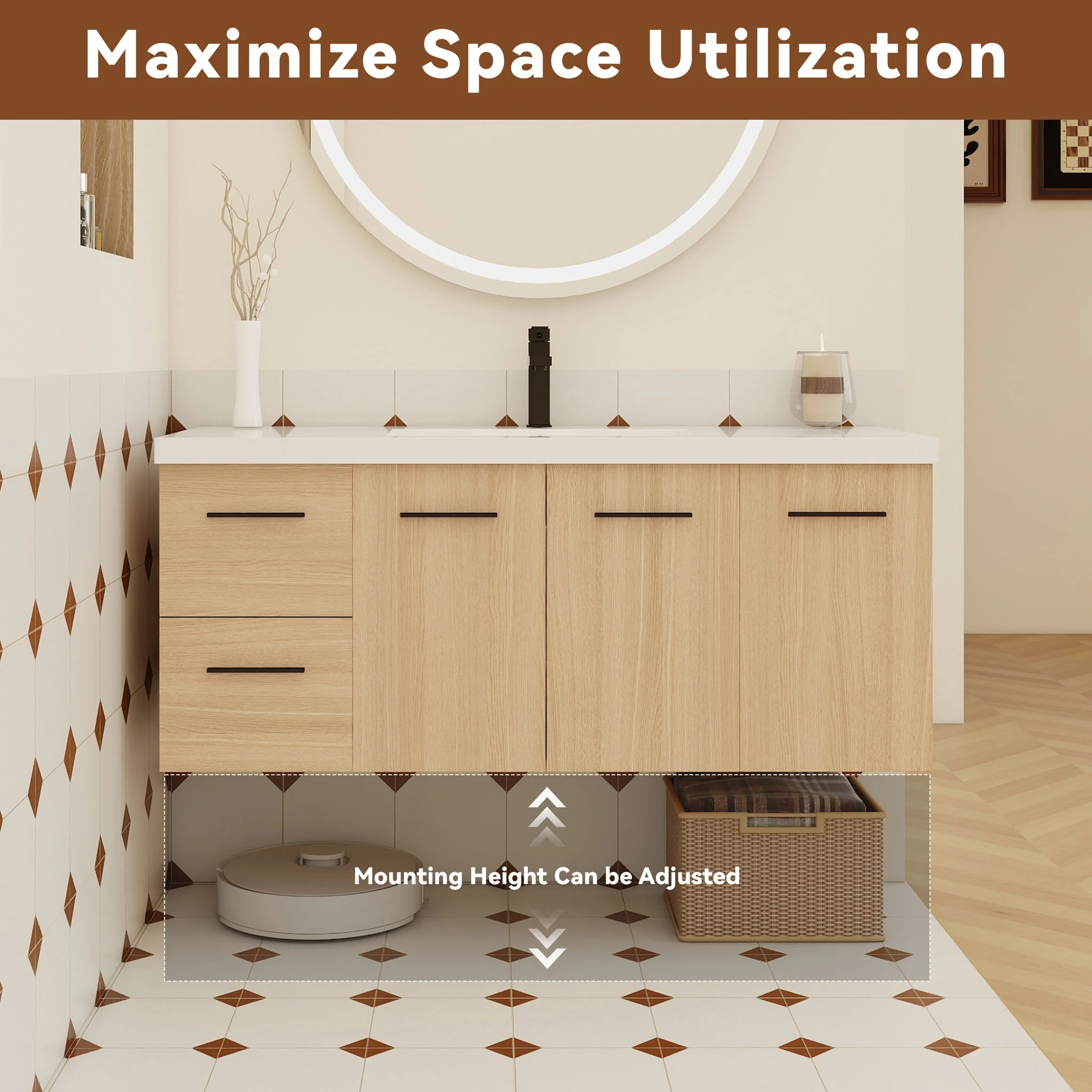Floating Bathroom Vanity With Sink, Modular Cabinet - Image 8