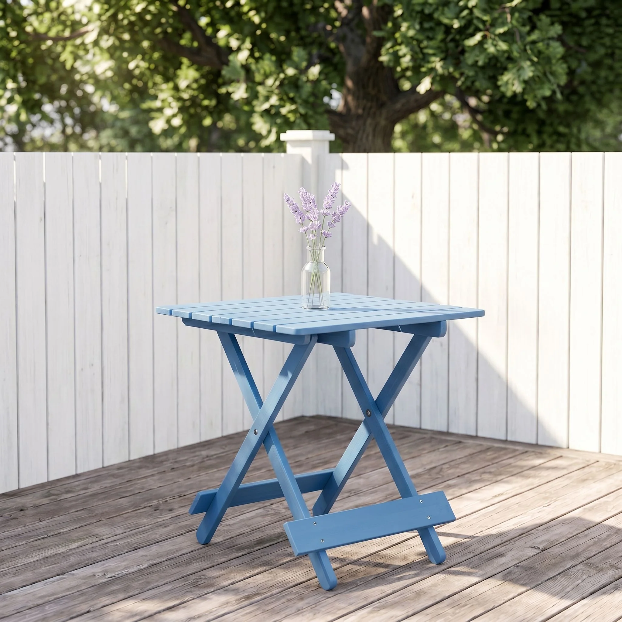 Folding Square Table For Backyard - Blue - Image 8