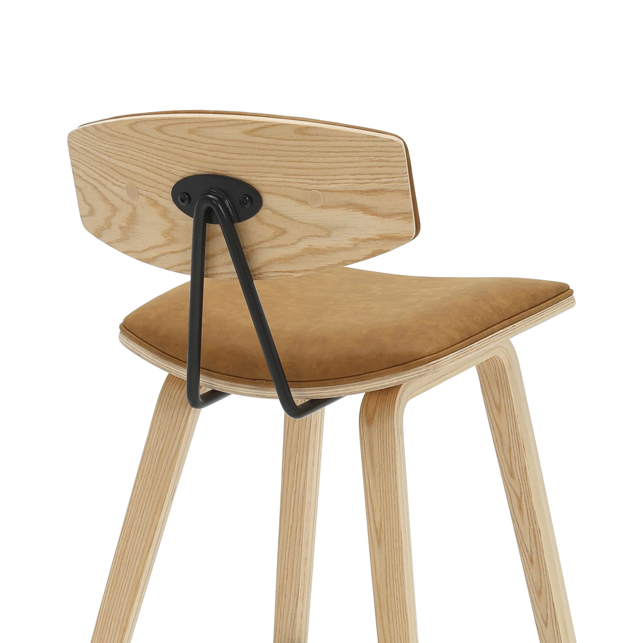 Fox - Bar Height Curved Back Wood Bar Stool With Faux Leather Seat - Image 111