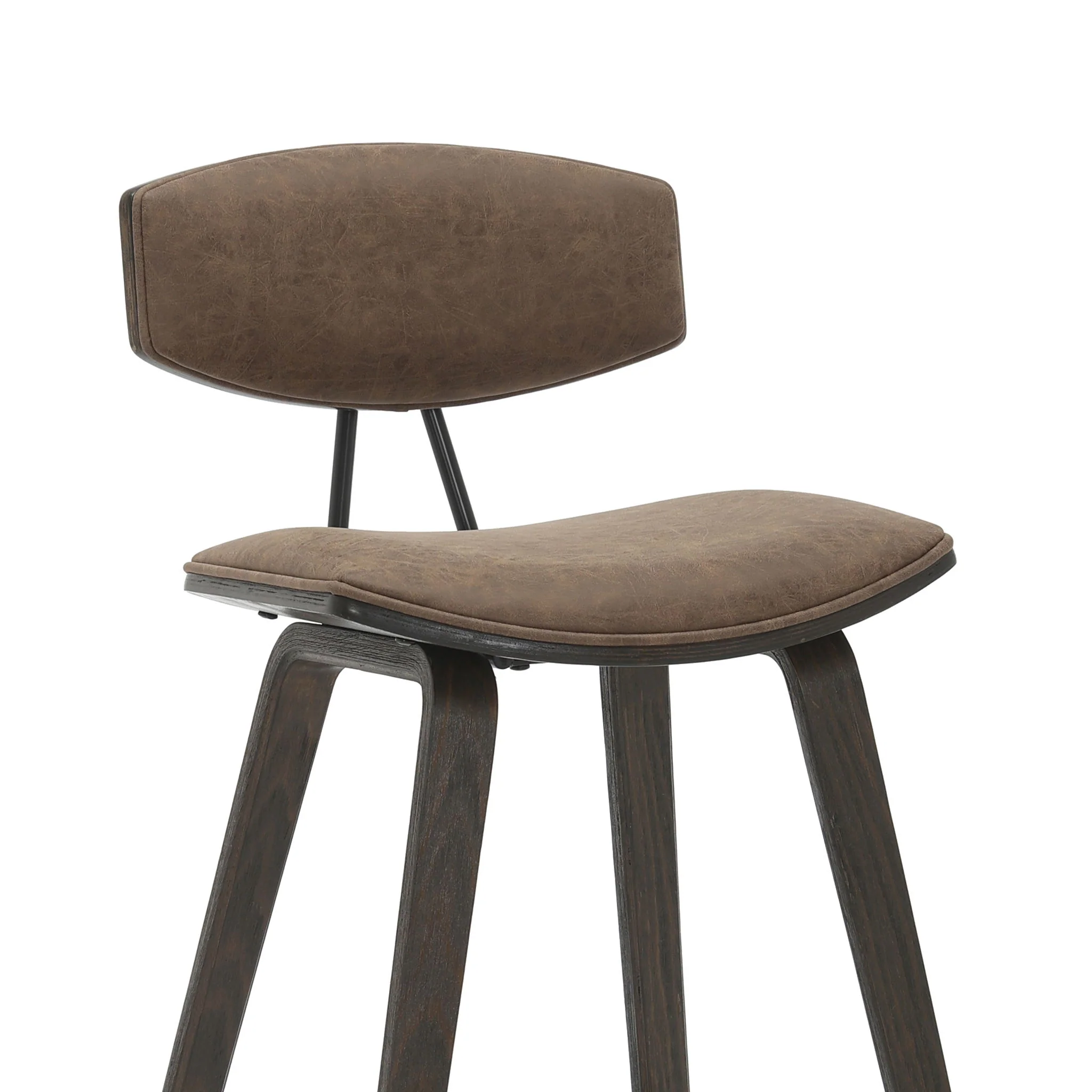 Fox - Bar Height Curved Back Wood Bar Stool With Faux Leather Seat - Image 46