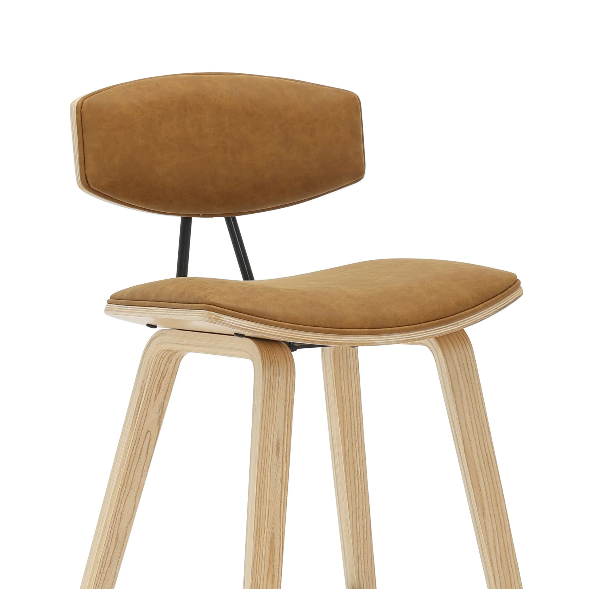 Fox - Bar Height Curved Back Wood Bar Stool With Faux Leather Seat - Image 69