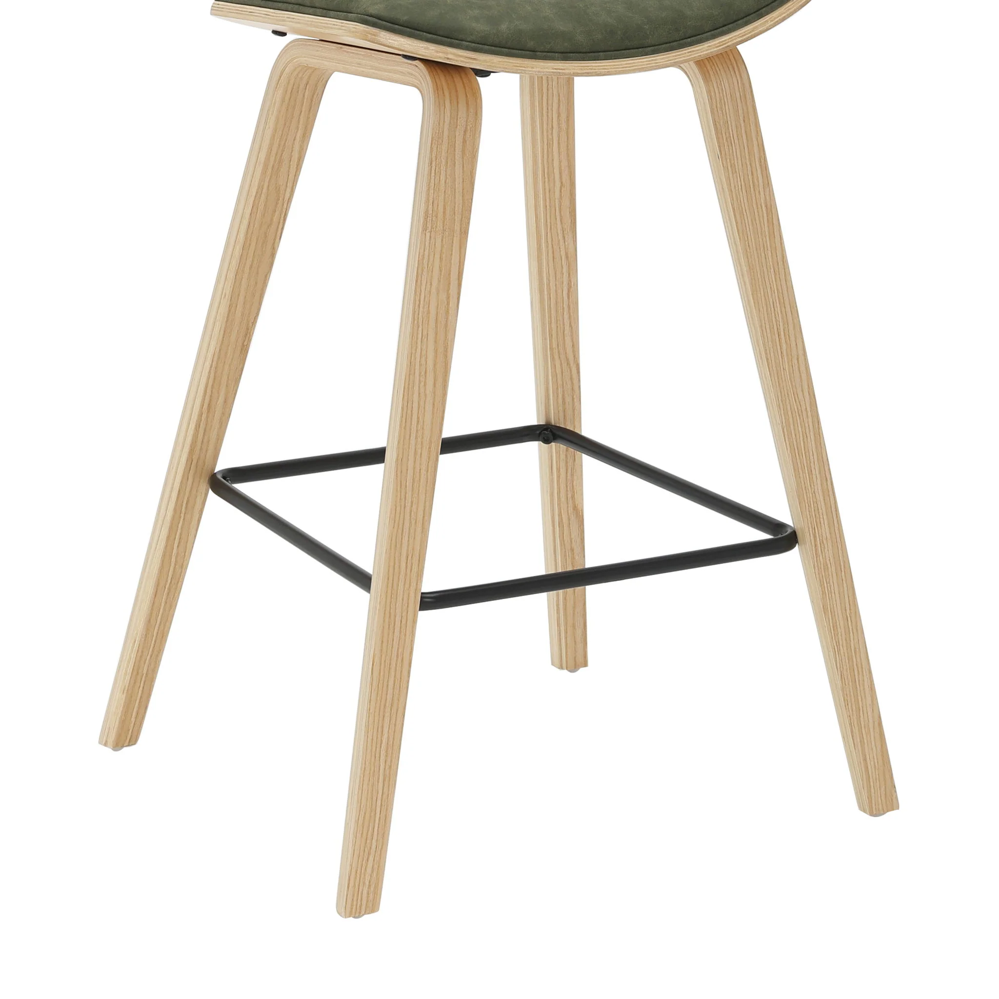Fox - Counter Height Curved Back Wood Bar Stool With Faux Leather Seat - Image 117