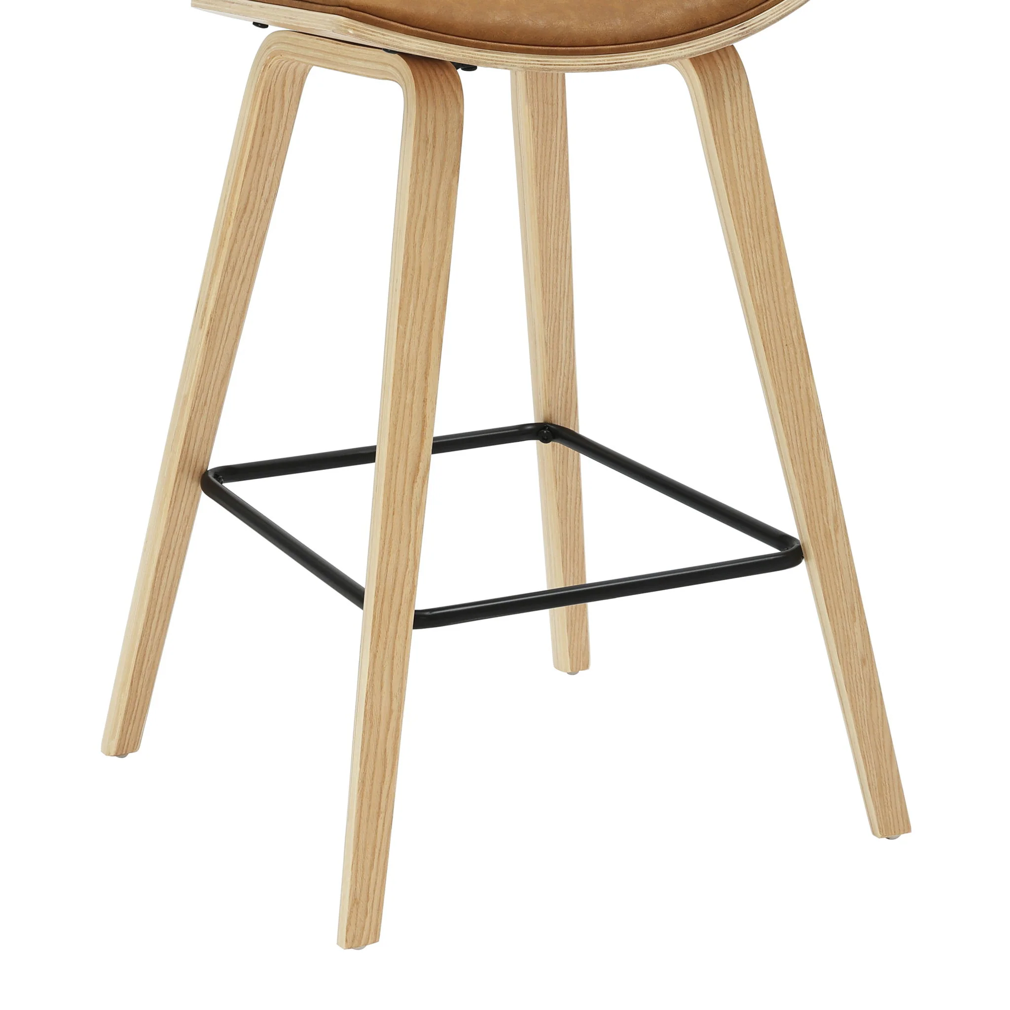 Fox - Counter Height Curved Back Wood Bar Stool With Faux Leather Seat - Image 18