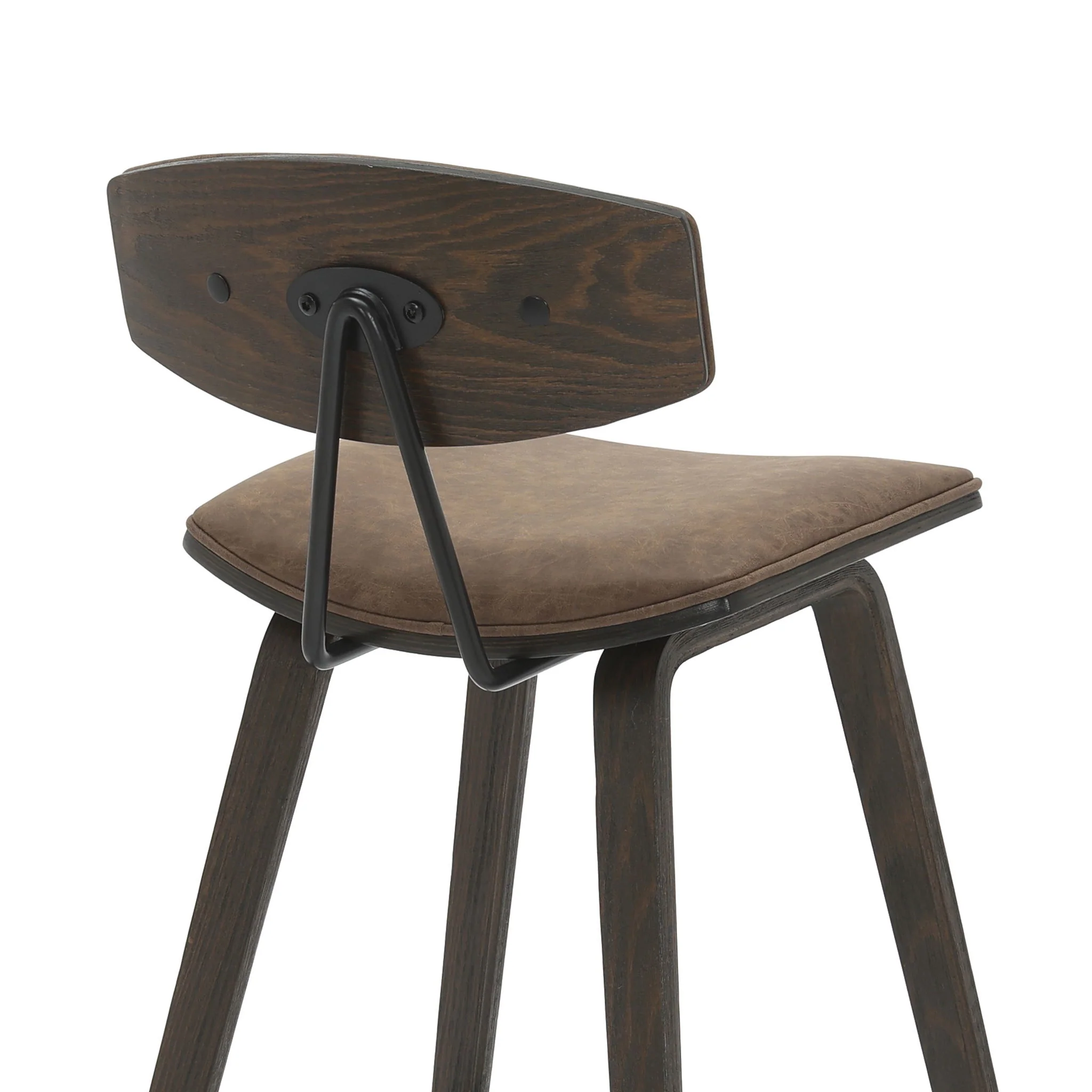 Fox - Counter Height Curved Back Wood Bar Stool With Faux Leather Seat - Image 26