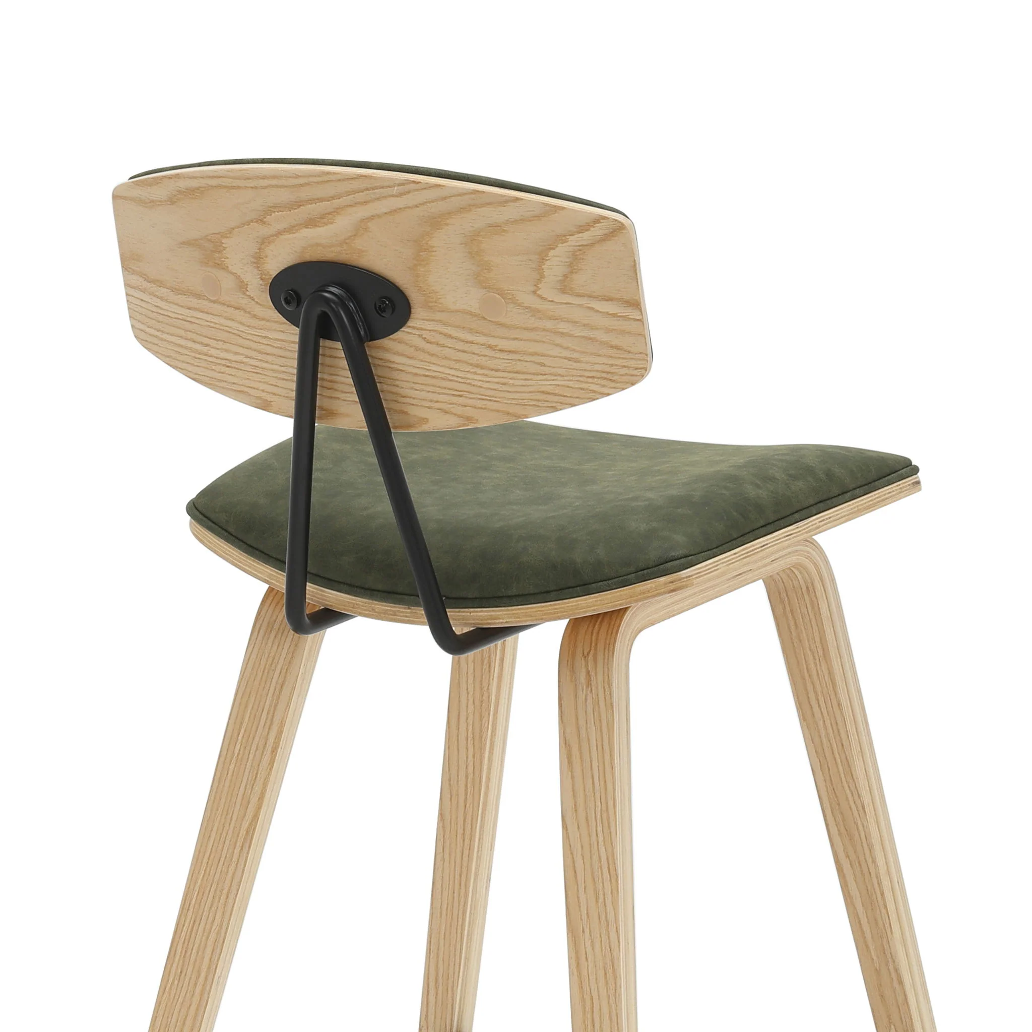 Fox - Counter Height Curved Back Wood Bar Stool With Faux Leather Seat - Image 41
