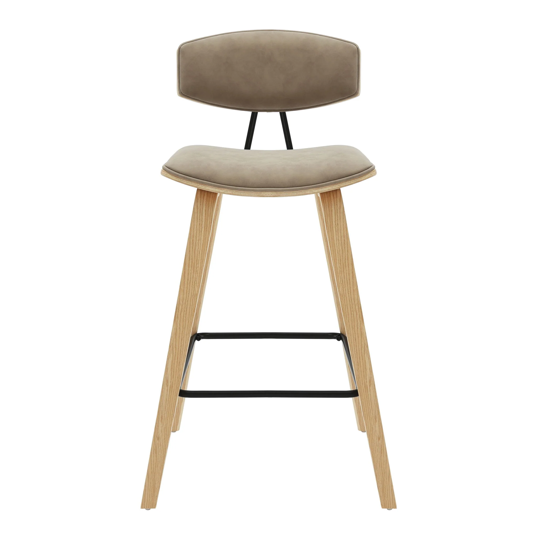 Fox - Counter Height Curved Back Wood Bar Stool With Faux Leather Seat - Image 49