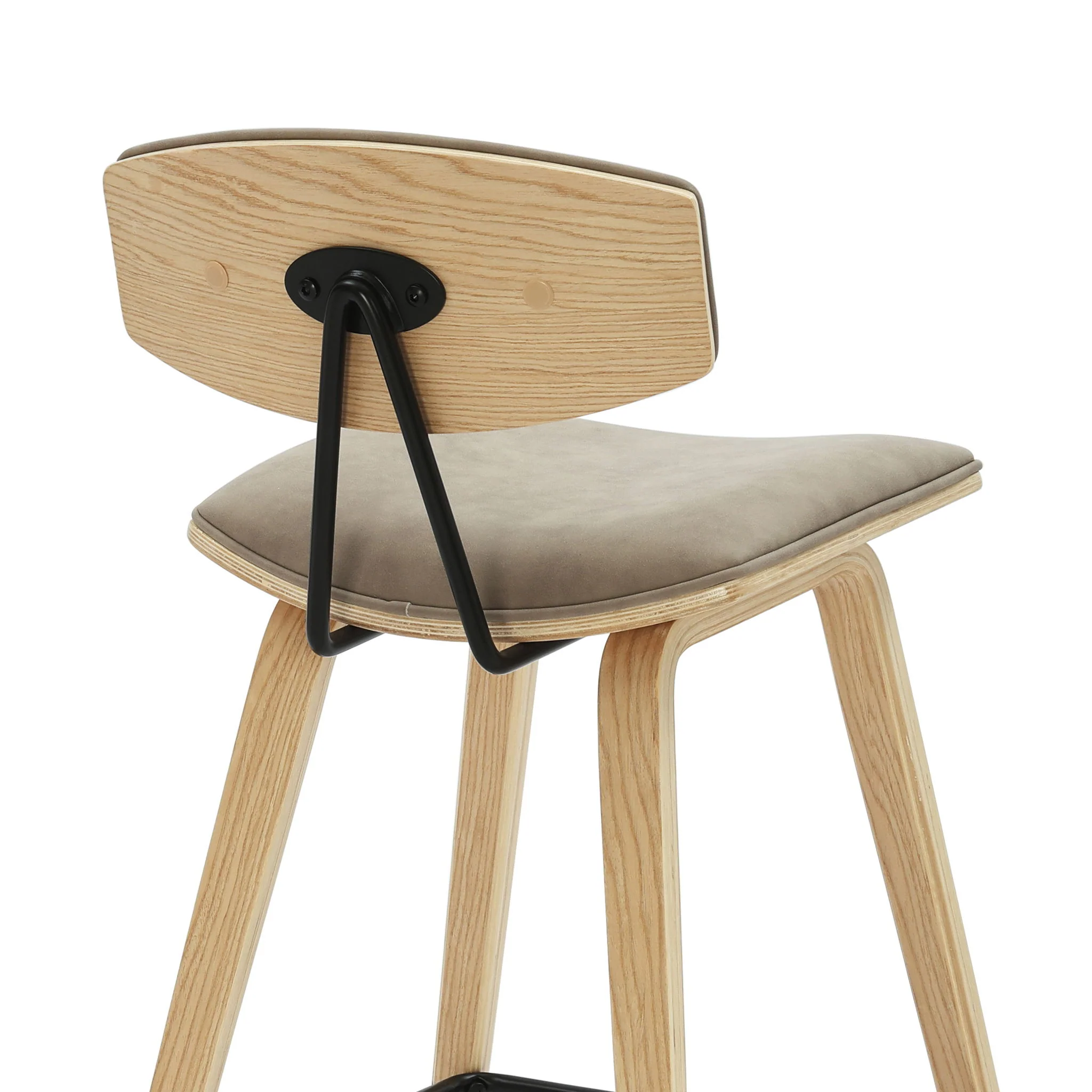 Fox - Counter Height Curved Back Wood Bar Stool With Faux Leather Seat - Image 59
