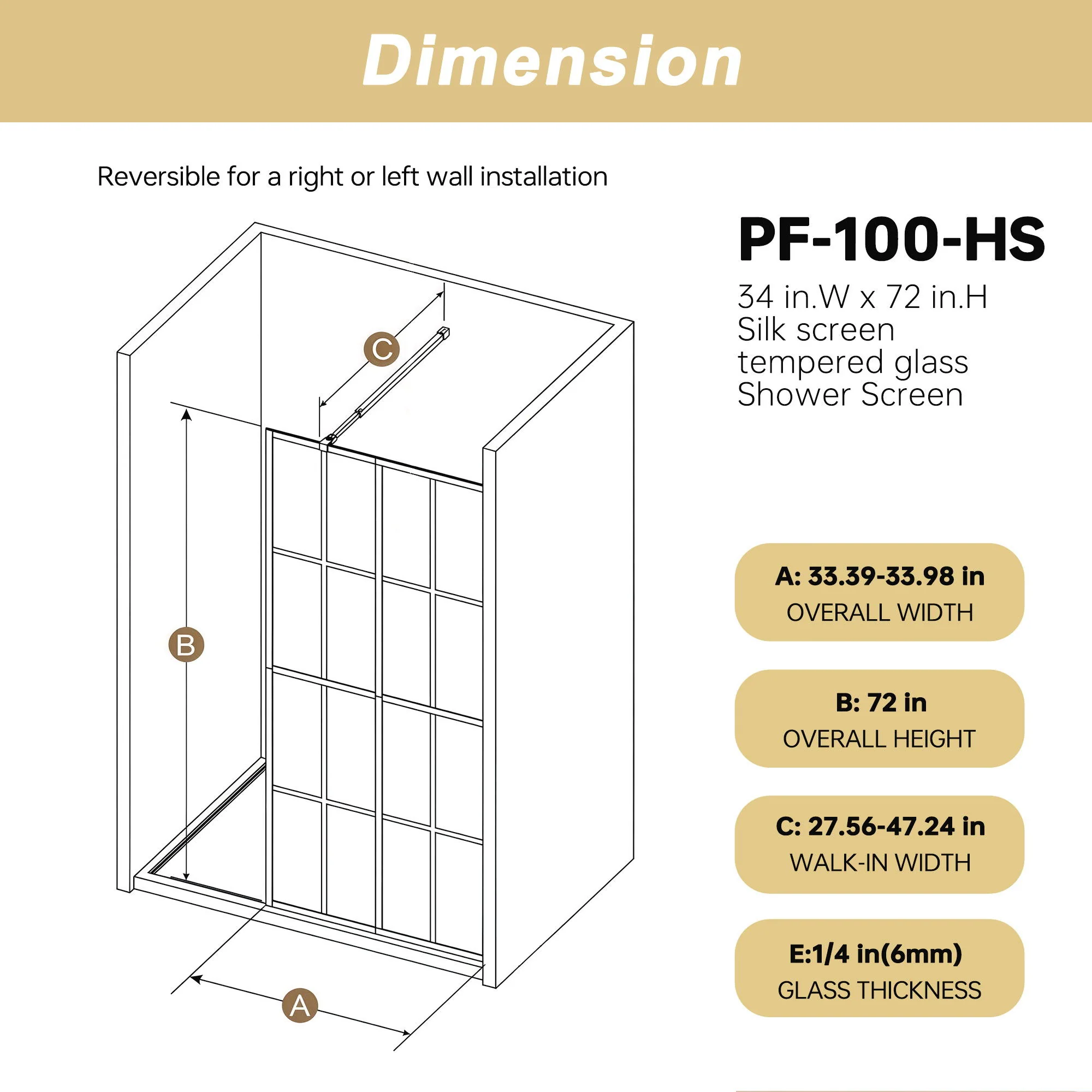 Framed Glass Shower Screen - Matte Black - Image 7