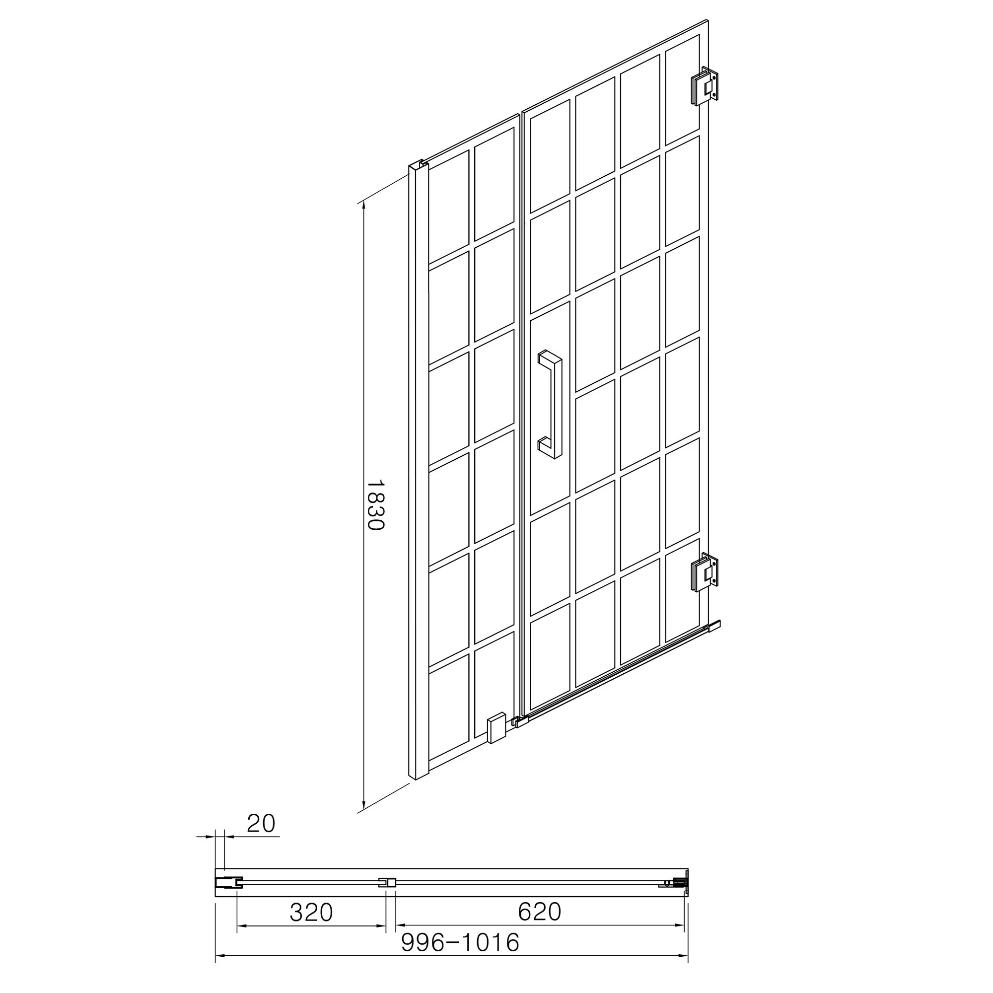 Frameless Pivot Shower Door With Pattern Glass, Open Entry Design - Image 3