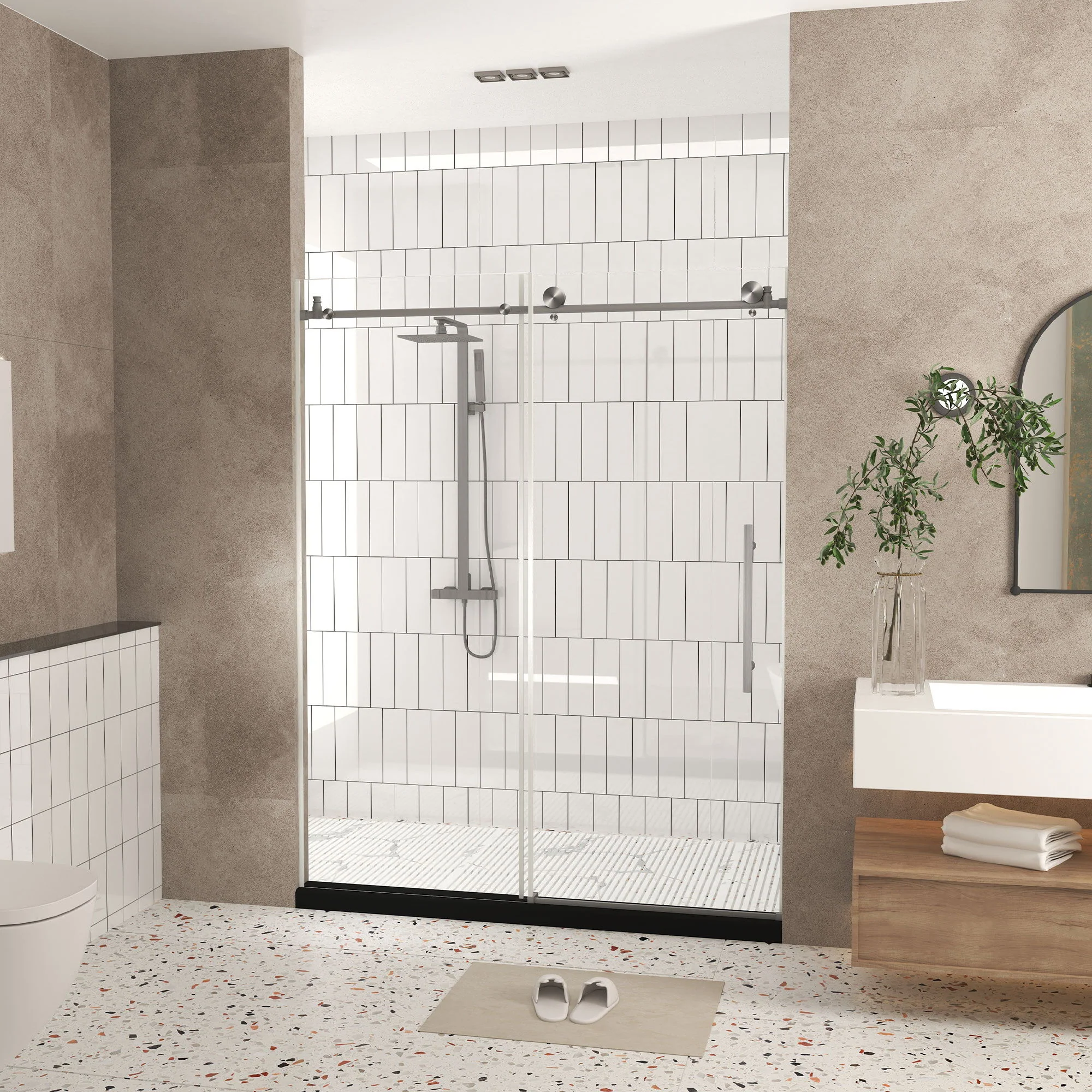 Frameless Shower Door, Smooth Sliding Tracks - Image 34