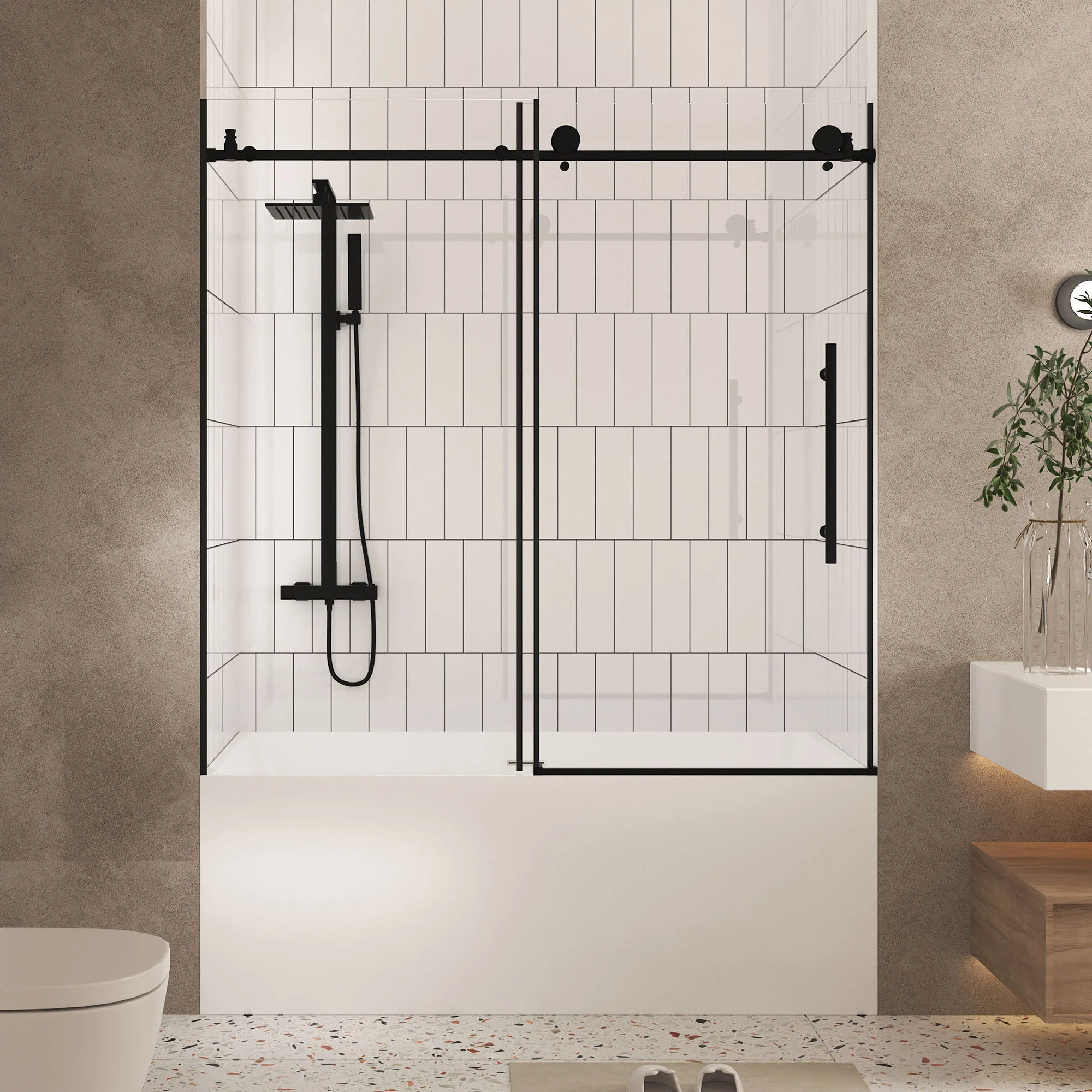 Frameless Shower Door With Handle - Image 13