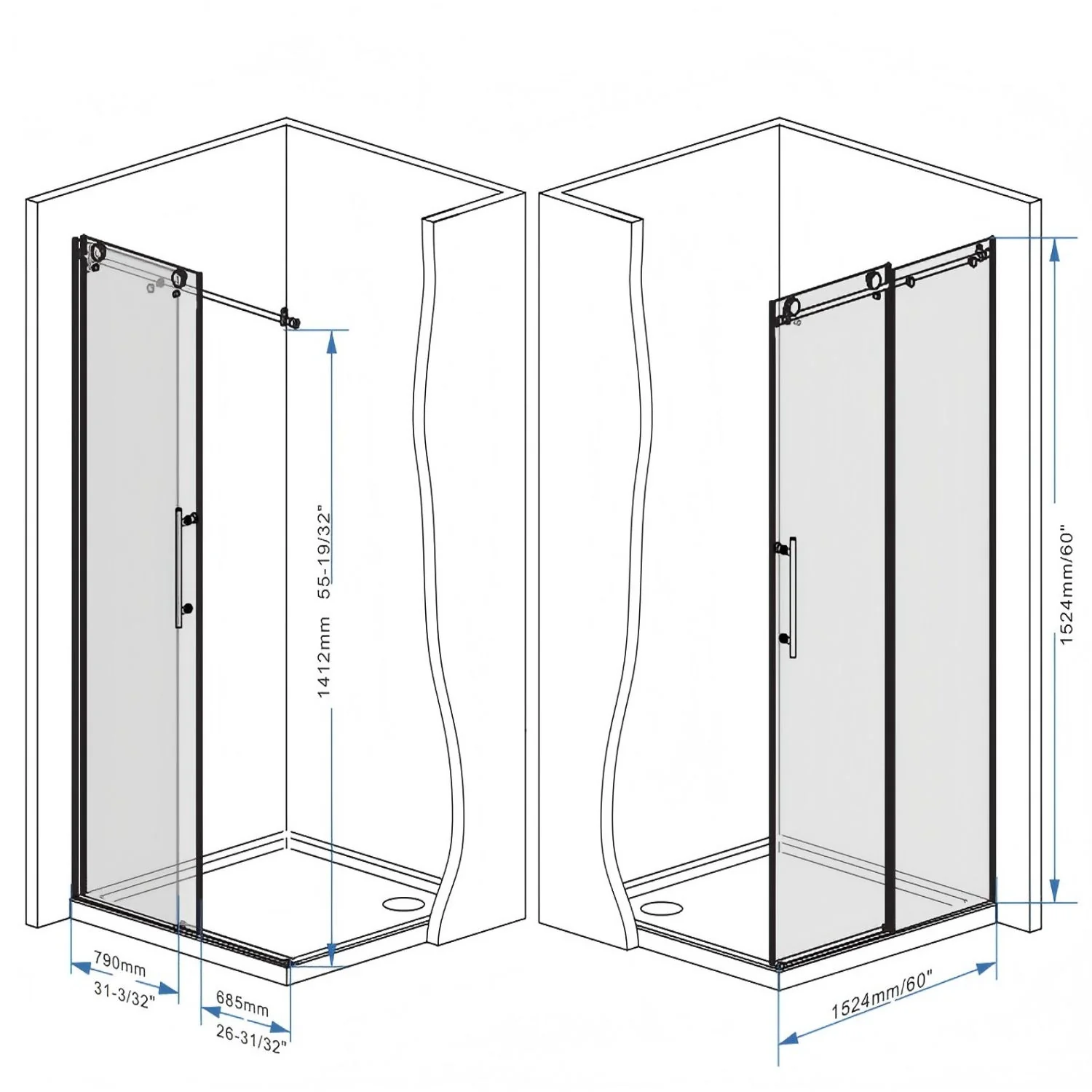 Frameless Shower Door With Handle - Image 14