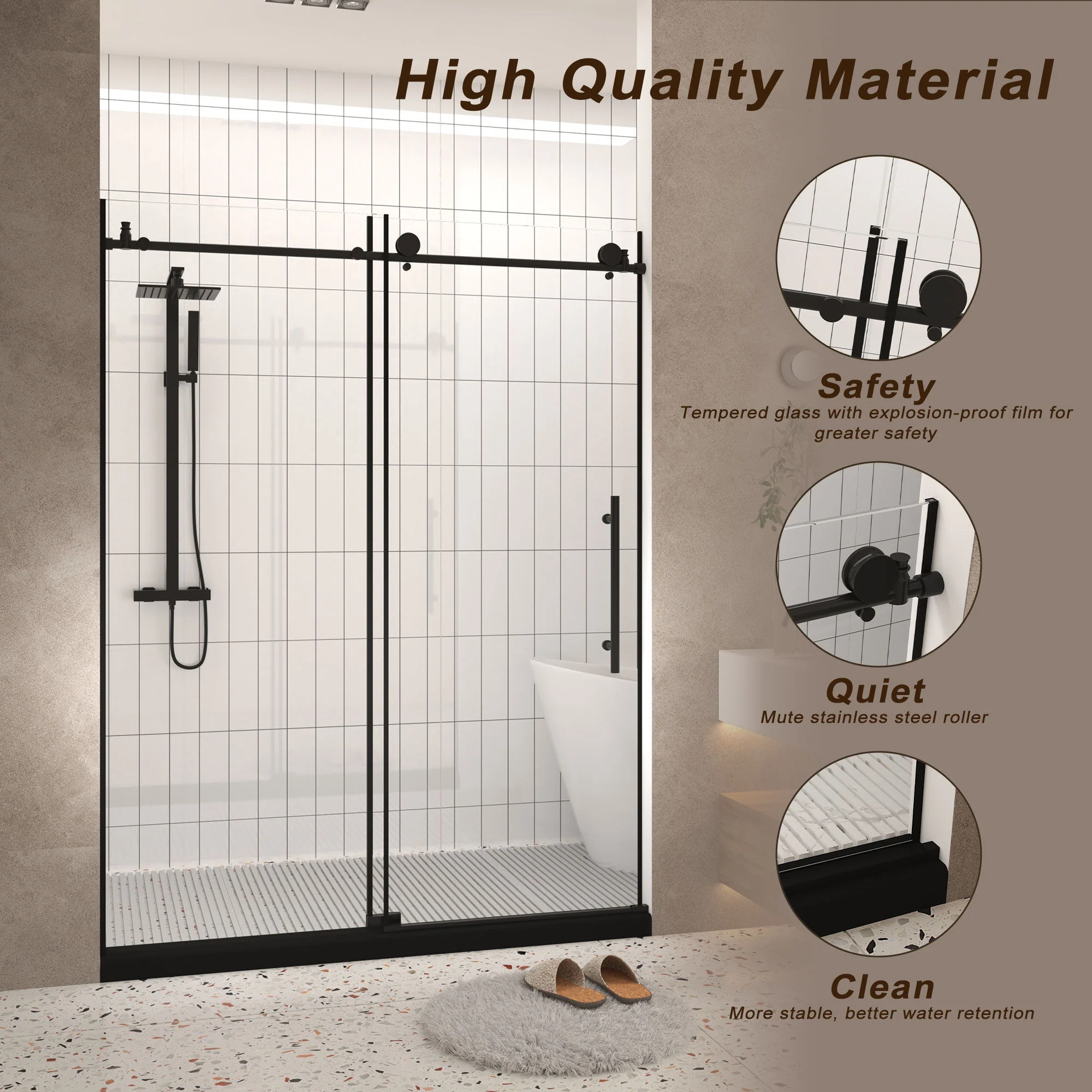 Frameless Shower Door With Handle - Image 15