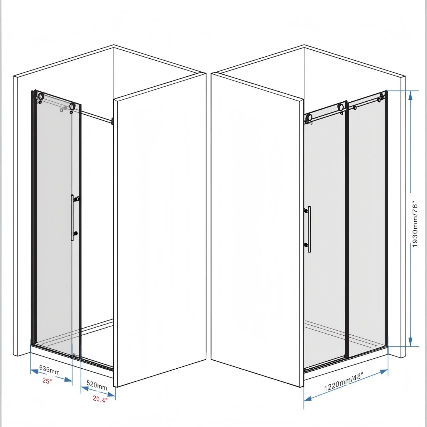 Frameless Shower Door With Handle - Image 5