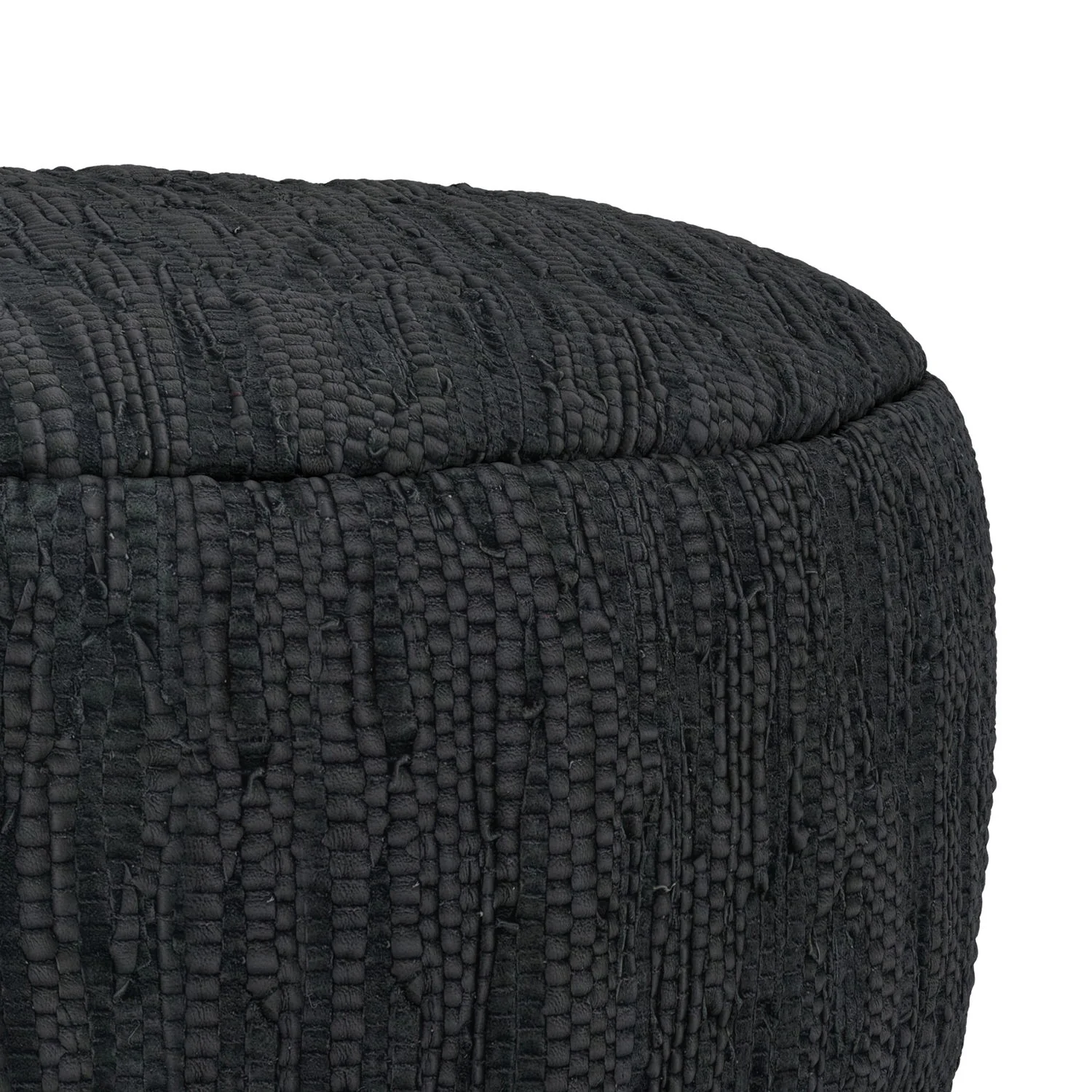 Fredrik - Round Pouf - Black - Image 3