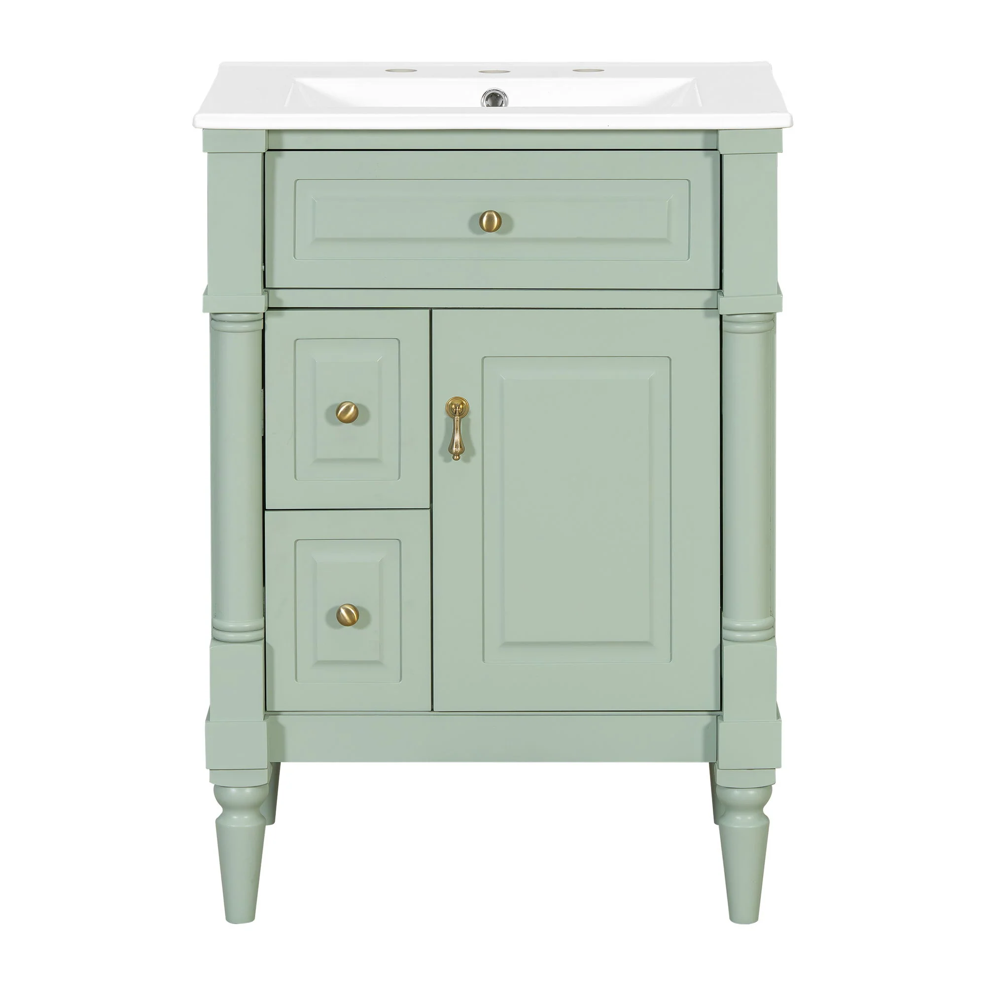 Freestanding Bathroom Vanity With Sink, Adjustable Shelf & Flip Drawer - Image 4