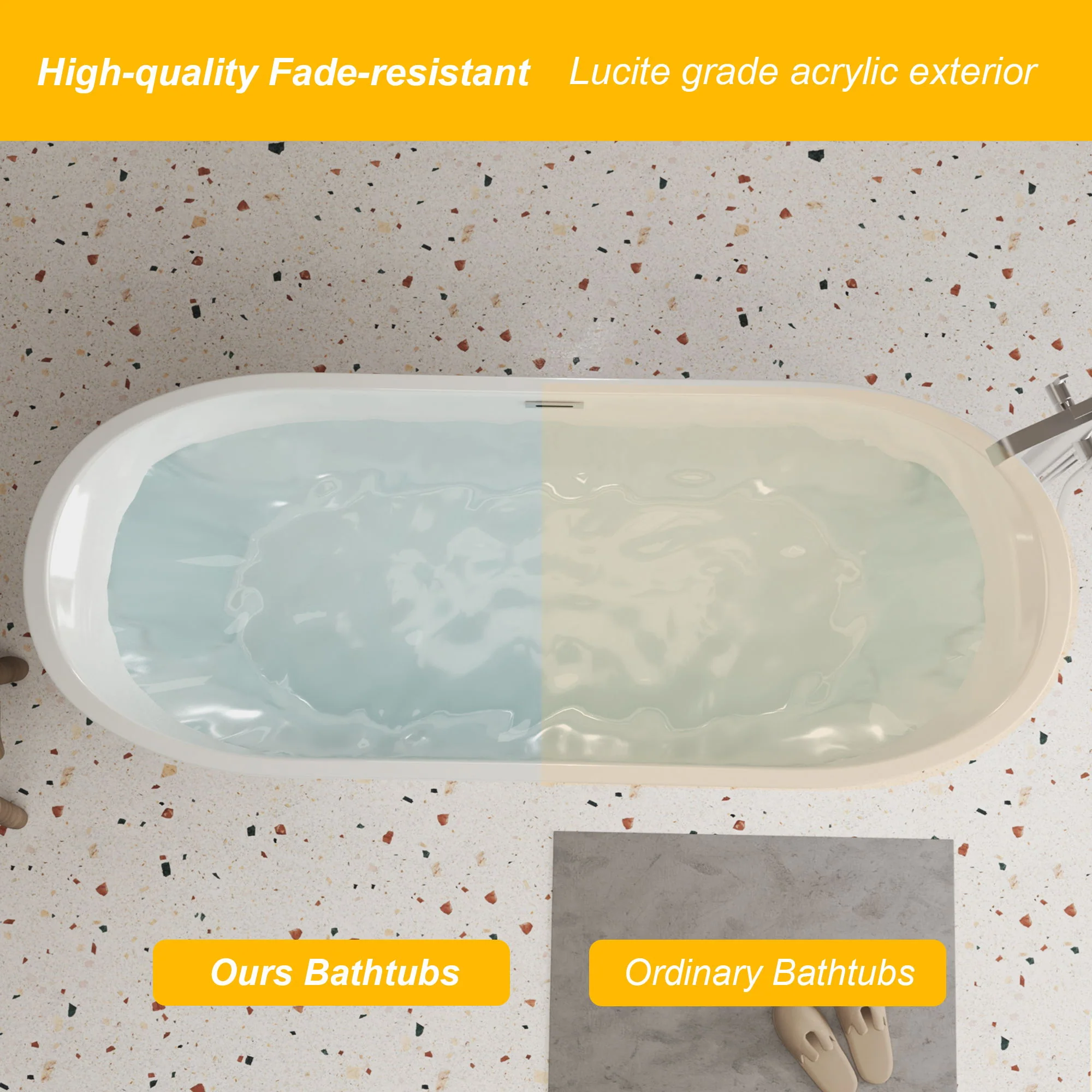 Freestanding Bathtub With Diamond Pattern Design - Image 9