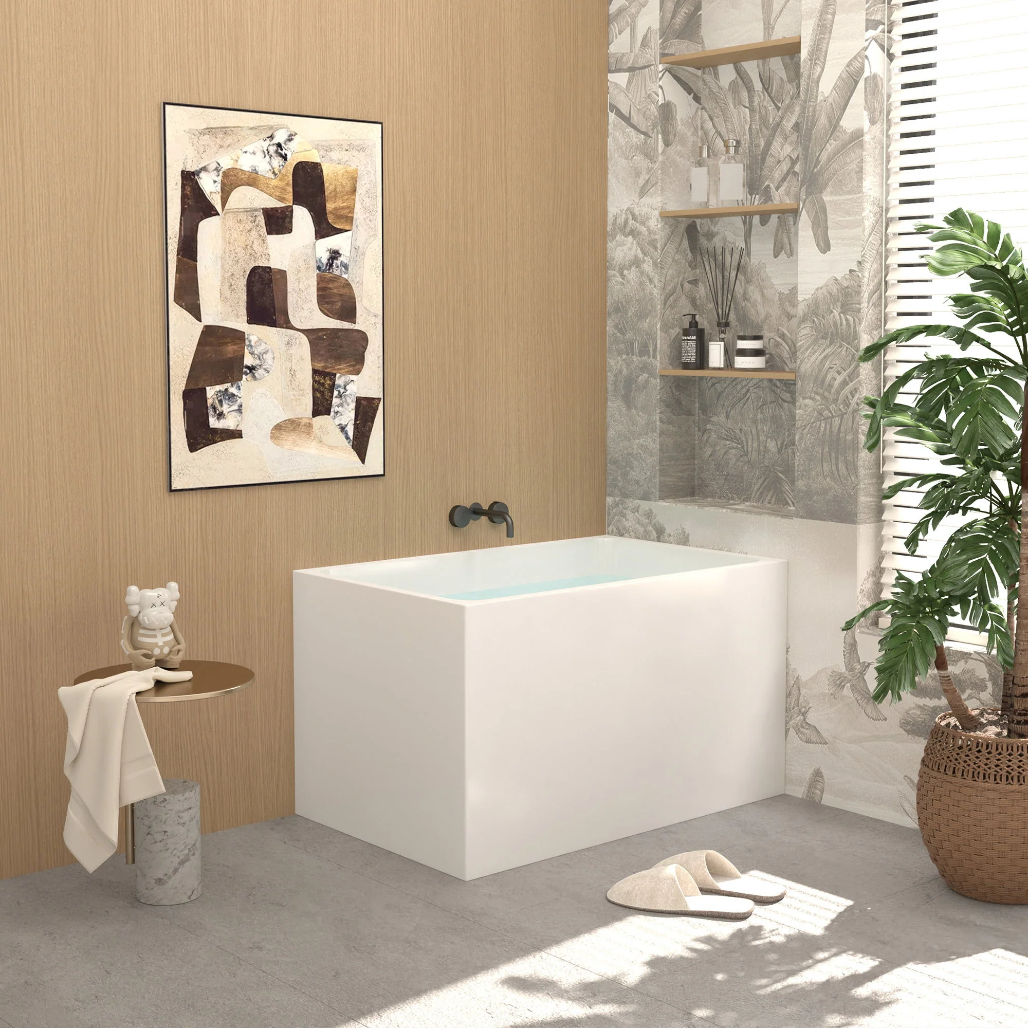 Freestanding Bathtub With Drain, Rectangular Shape - Image 4