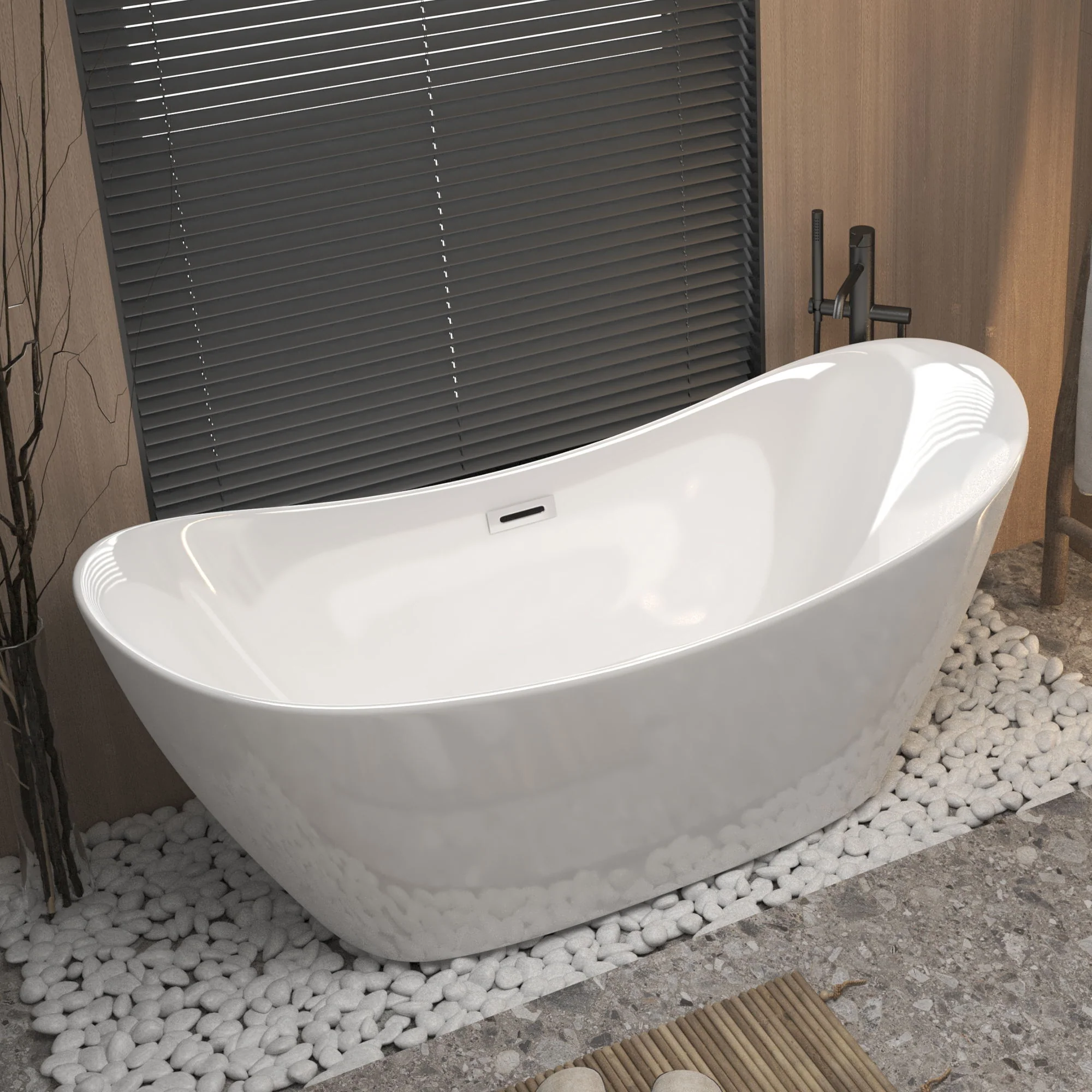 Freestanding Tub With Overflow And Pop Up Drain, Ergonomic Design - Image 13