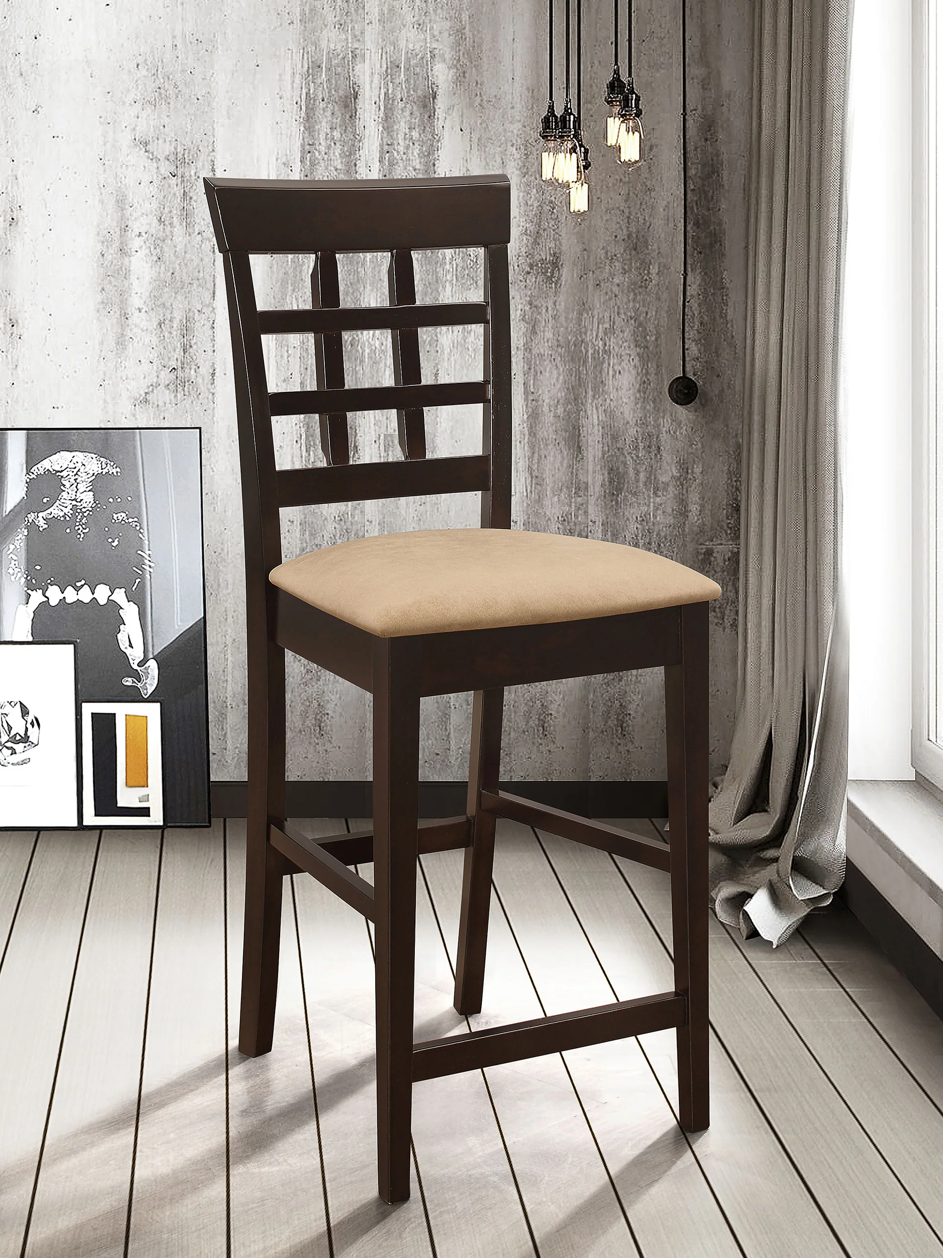 Gabriel Lattice Back Counter Chair Cappuccino - Set of 2 - Image 3