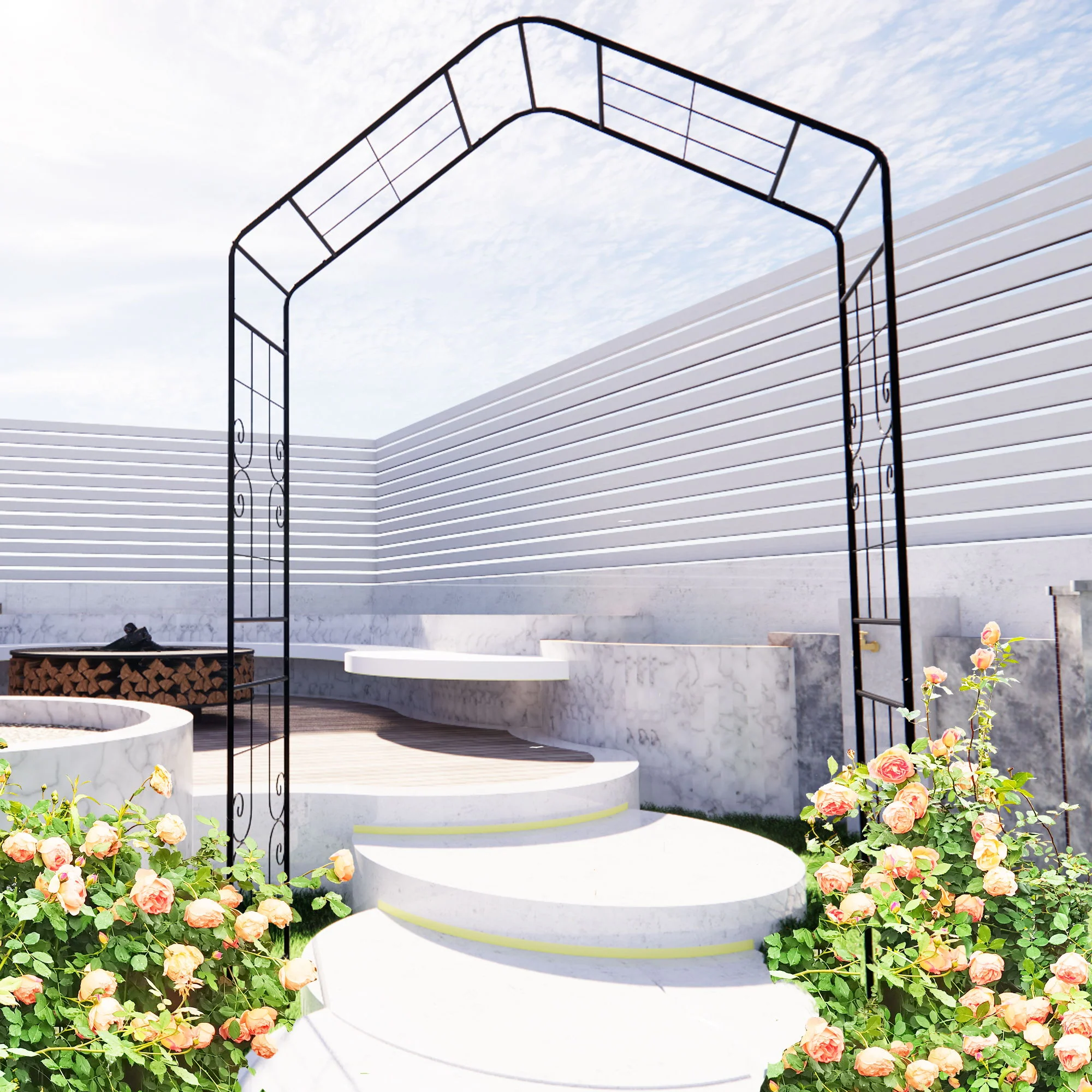Garden Arch, Climbing Plants Support Outdoor - Black - Image 4