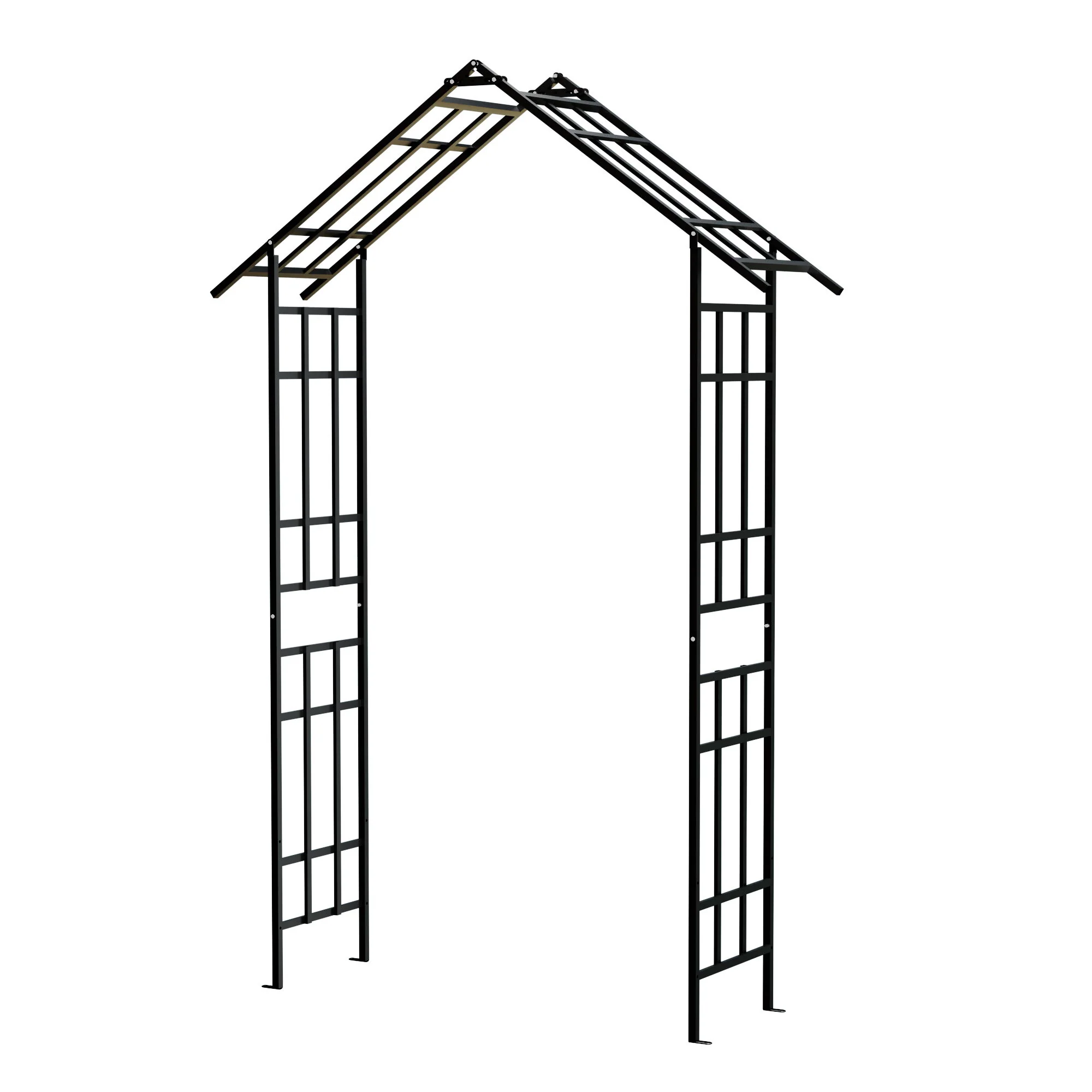 Garden Arch With Adjustable Width Climbing Plants Support - Black