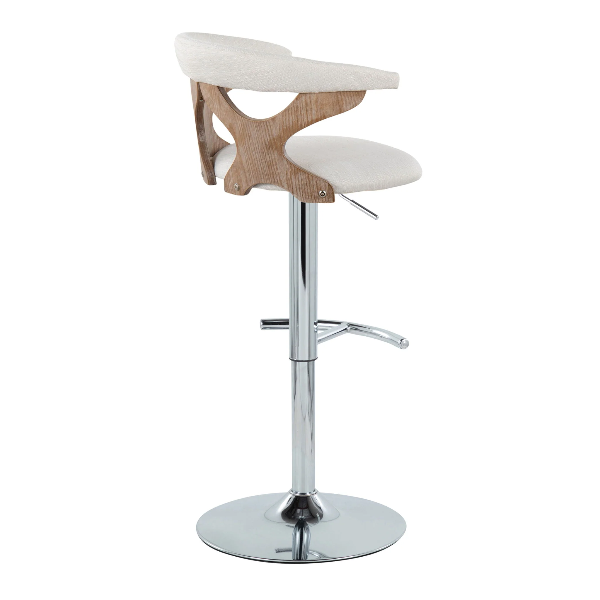 Gardenia - Contemporary Adjustable Barstool With Swivel / Rounded T Footrest (Set of 2) - Image 7