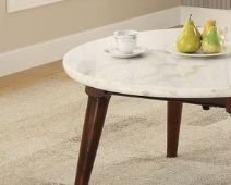 Gasha - Coffee Table - White Marble / Walnut - Image 3