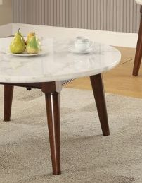 Gasha - Coffee Table - White Marble / Walnut - Image 6