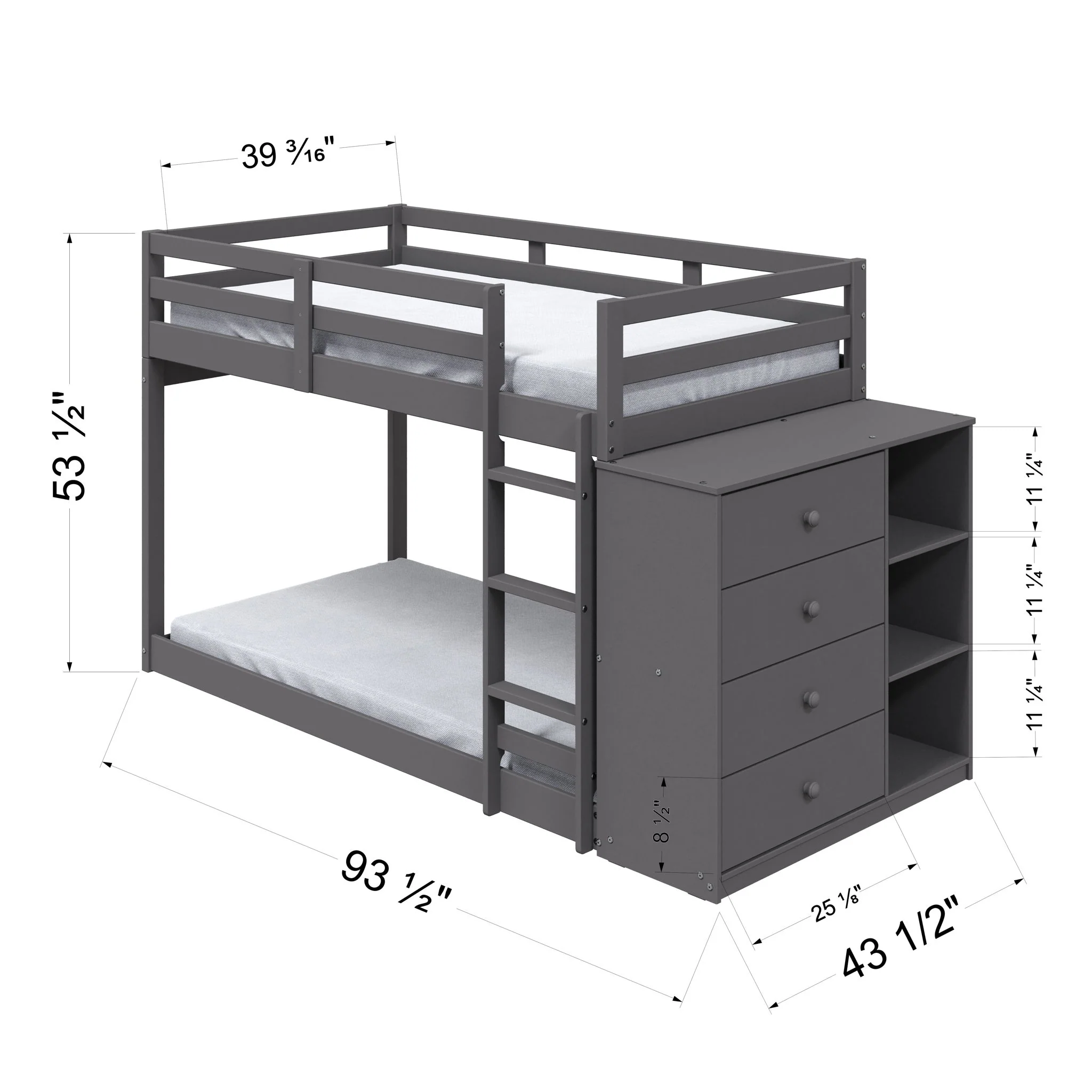 Gaston - Bunk Bed Twin Over Twin With 4 Drawers & 3 Compartments - Gray - Image 6