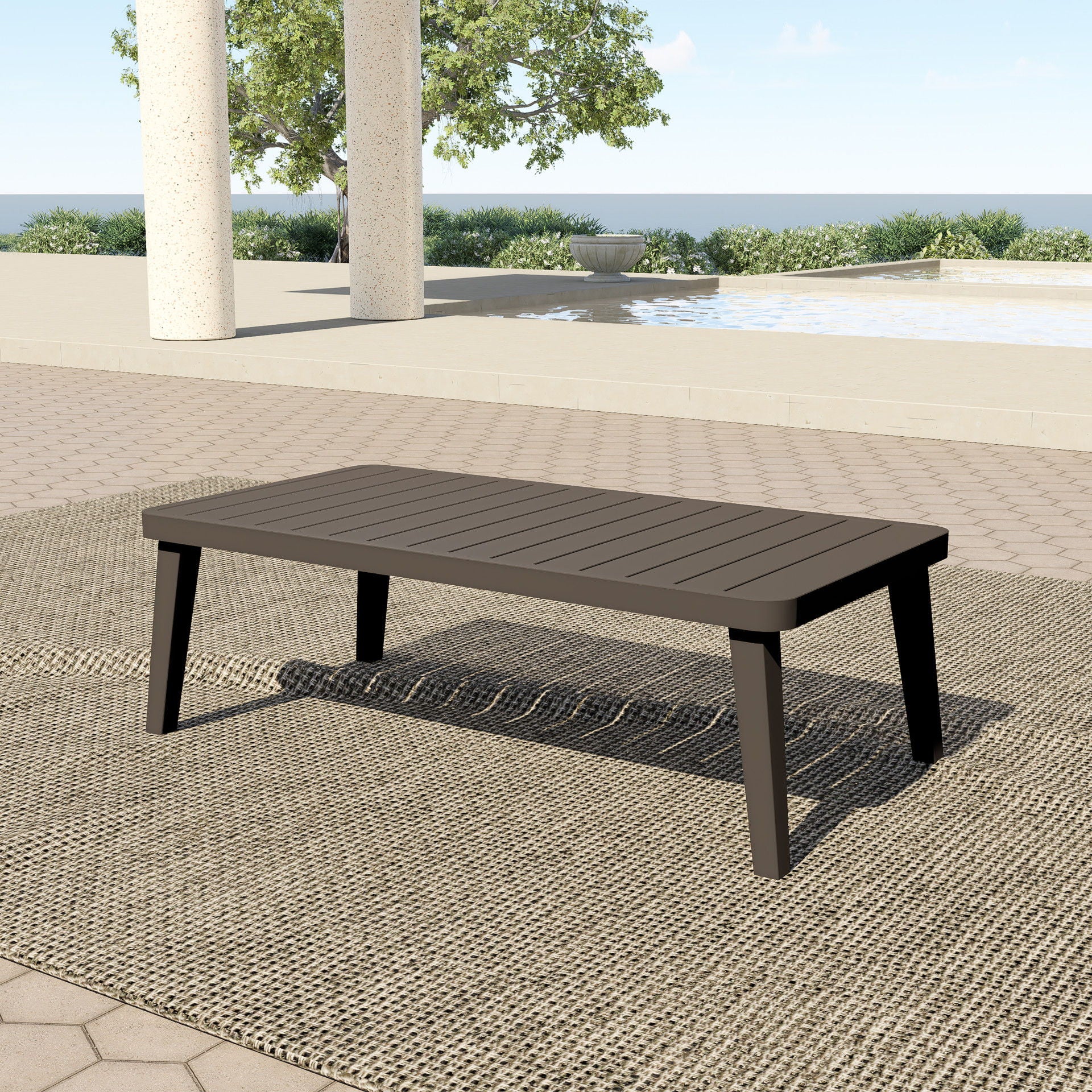 Genova - Patio Coffee Table - Dark Brown - Image 3