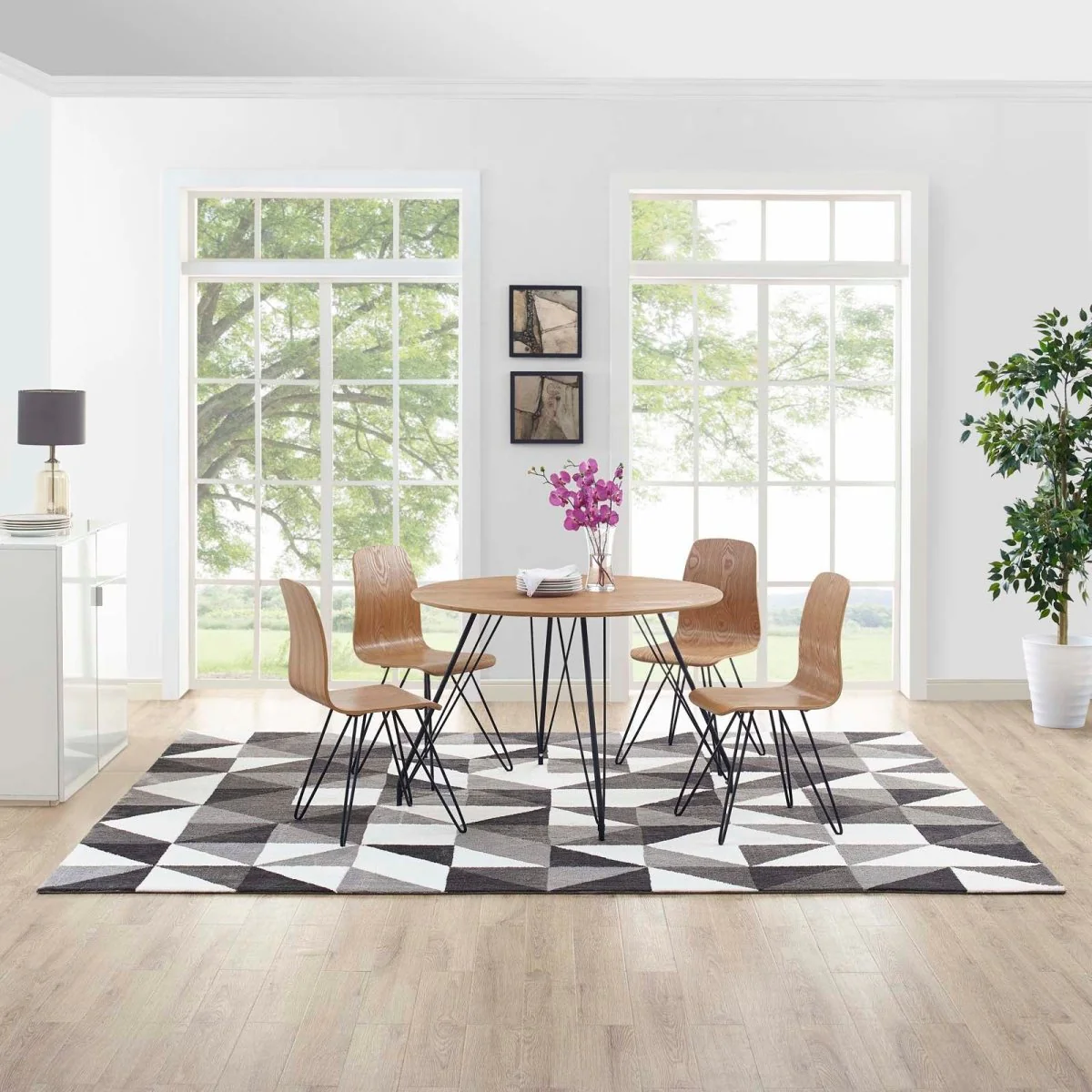 Geometric Triangle Mosaic Polyester Area Rug - Modern Triangle Pattern Floor Rug - Image 19
