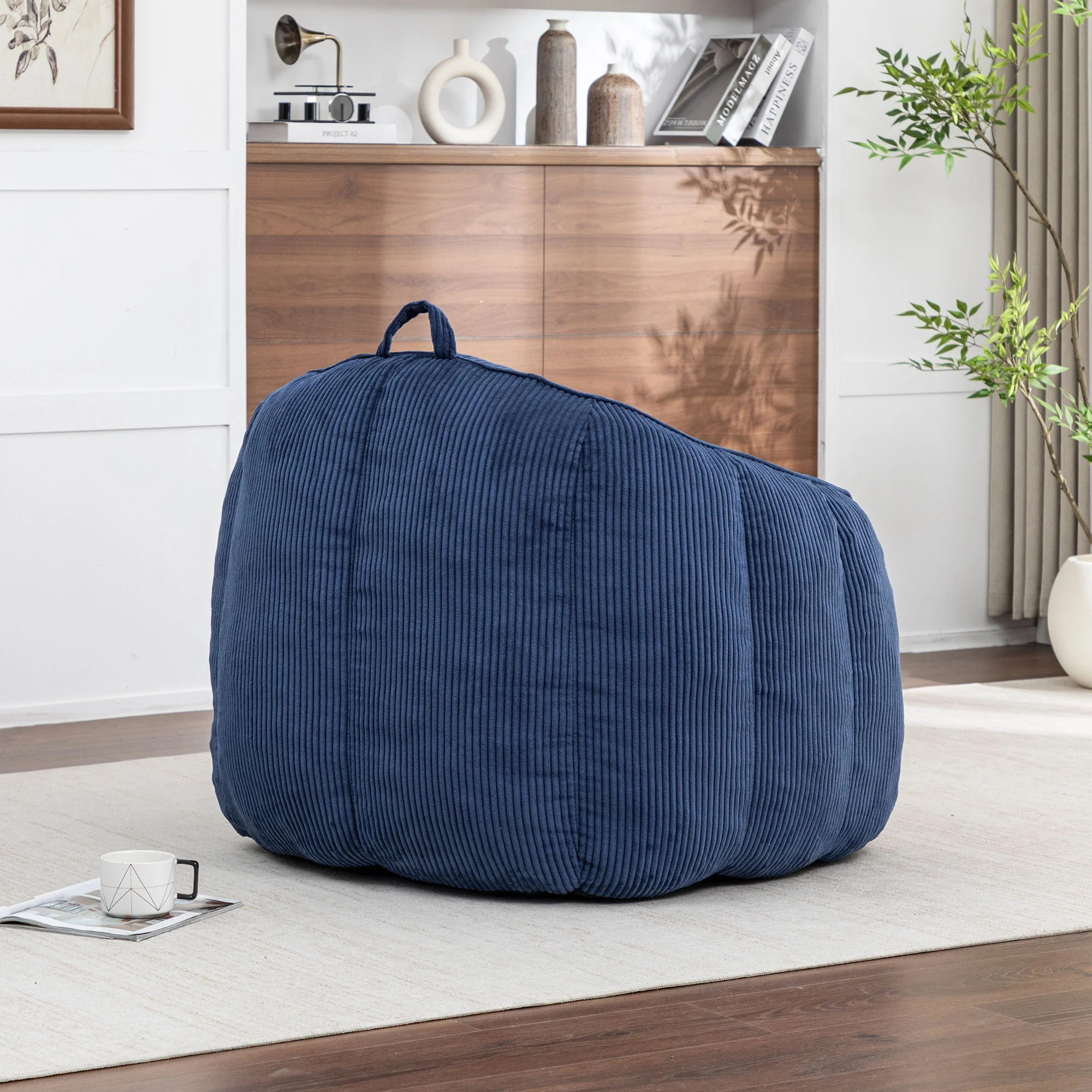 Giant Bean Bag Chair Sofa For Living Room - Dark Blue - Image 4