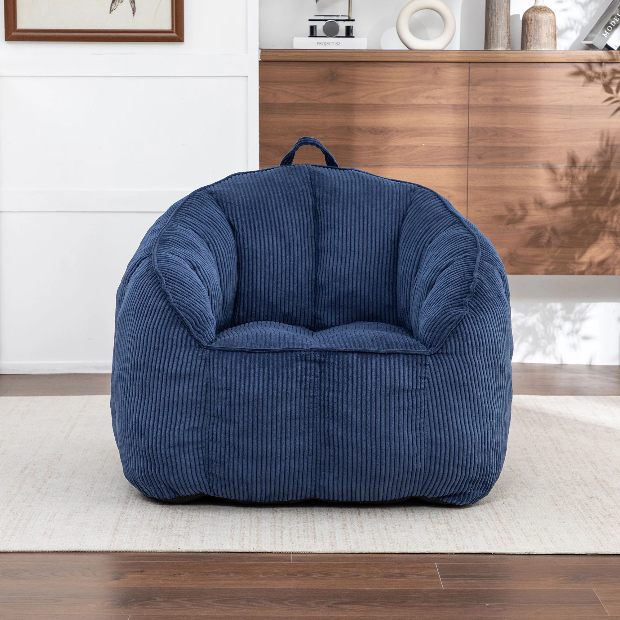 Giant Bean Bag Chair Sofa For Living Room - Dark Blue - Image 8
