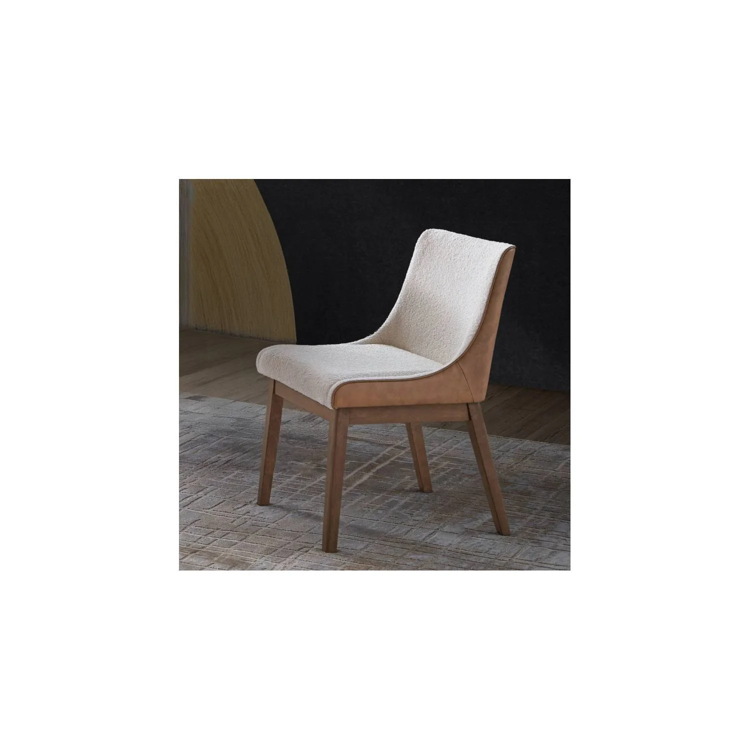 Ginny - Boucle Velvet Side Chair (Set of 2) - Walnut - Image 3