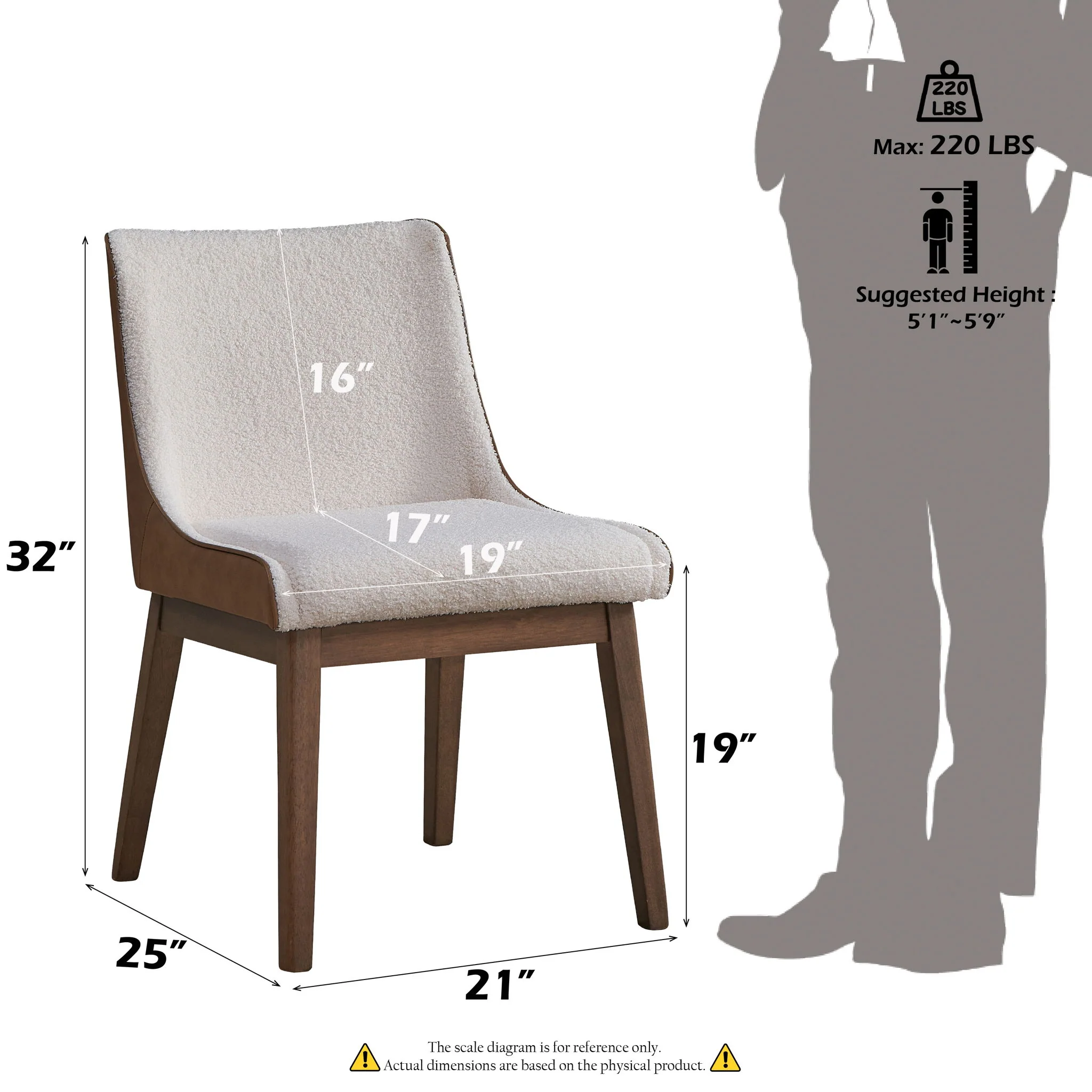 Ginny - Boucle Velvet Side Chair (Set of 2) - Walnut - Image 6