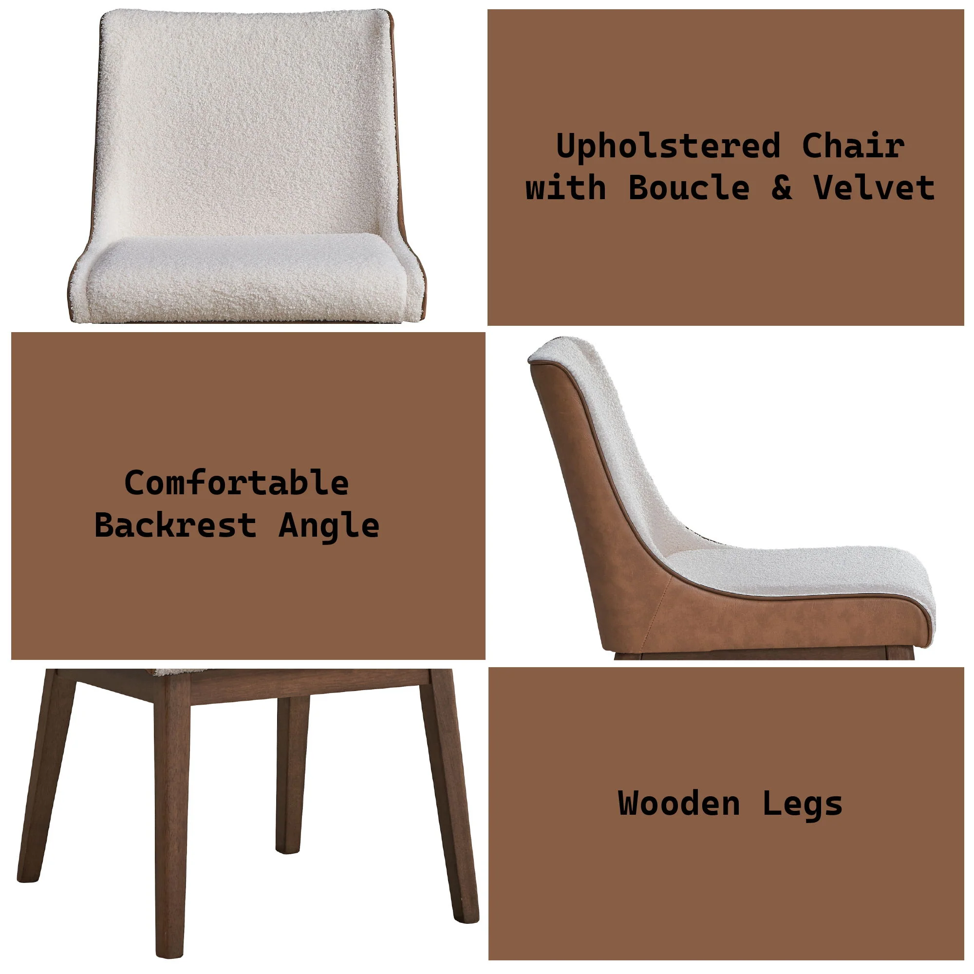 Ginny - Boucle Velvet Side Chair (Set of 2) - Walnut - Image 7