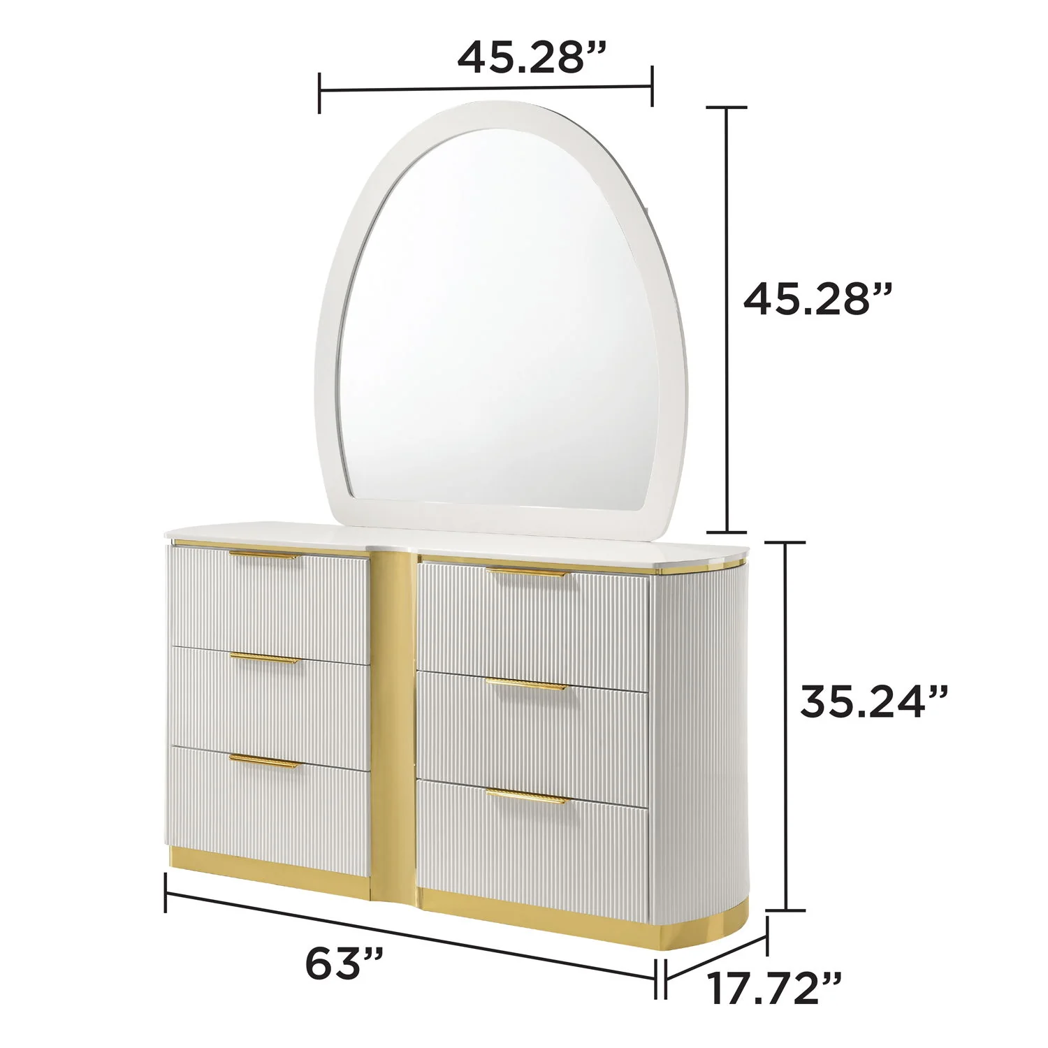 Giovanni - 6 Drawer Dresser (Only Dresser Included, Mirror Not Included) - White - Image 7