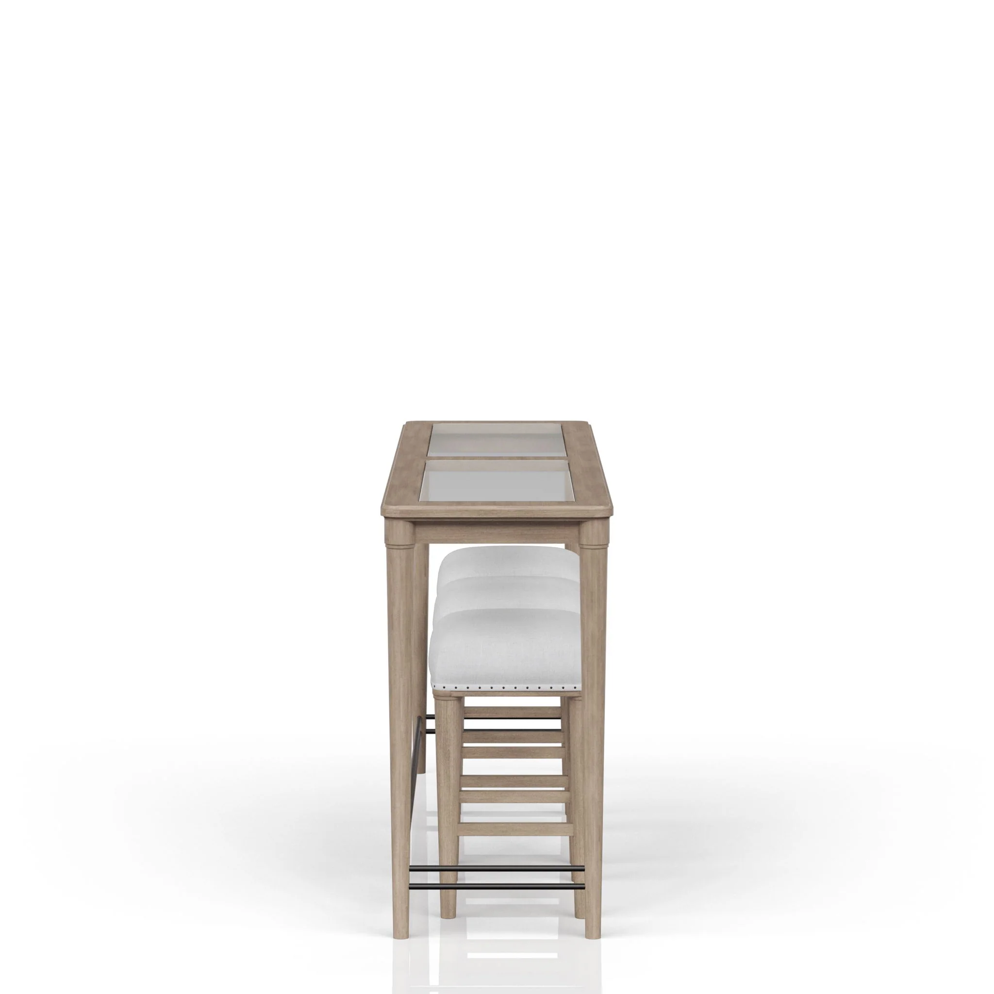 Glass Console Table With 3 Stools - Frosted - Image 7