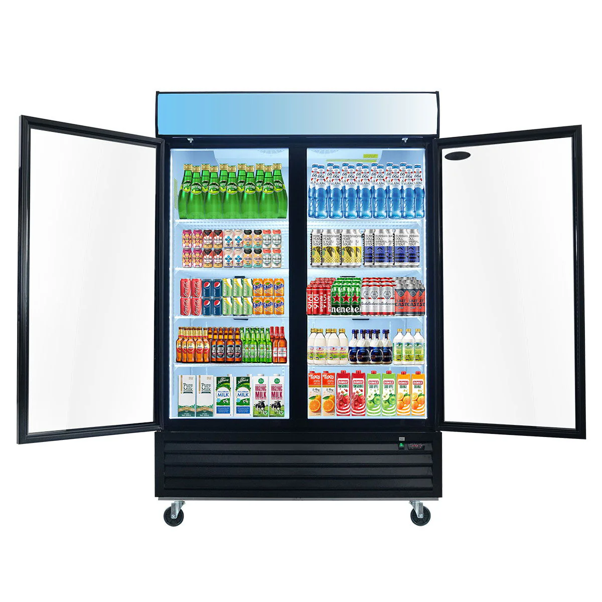Glass Door Merchandiser Refrigerator Swing Door Commercial Display Refrigerators Merchandising Refrigeration With LED Top Panel - Image 9