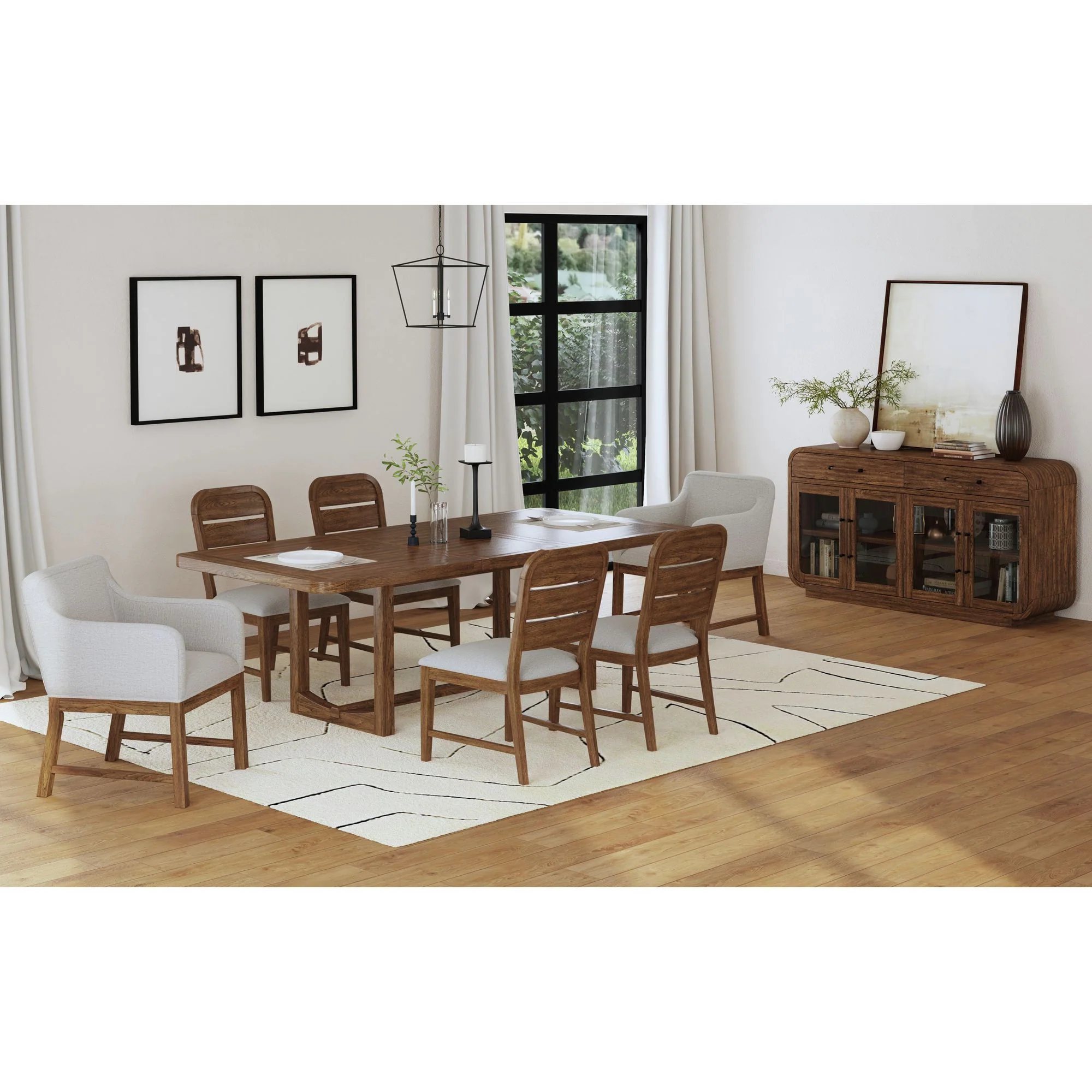 Glinda - Upholstered Fabric Dining Chair (Set of 2) - Brown / Light Gray - Image 9