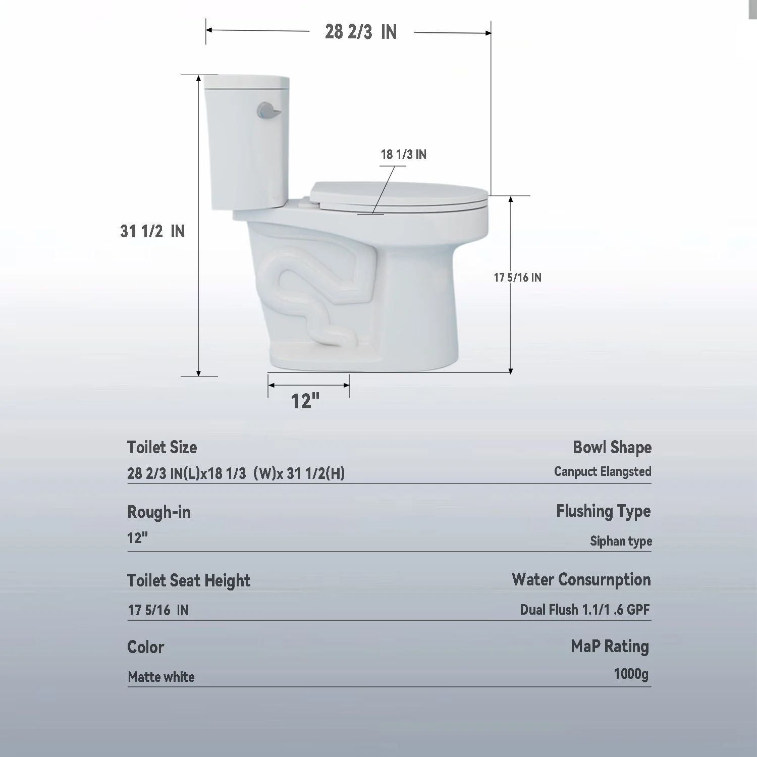 Gloss 2 Piece Toilet With 1.28 Gpf Tornado Flush, Rimless Bowl, Soft Closing Seat - Gloss White - Image 6
